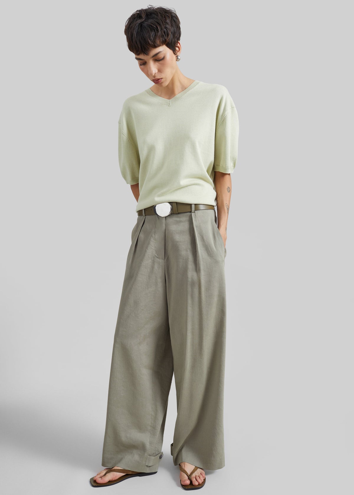 Ornan V-Neck Knit Pullover - Sage