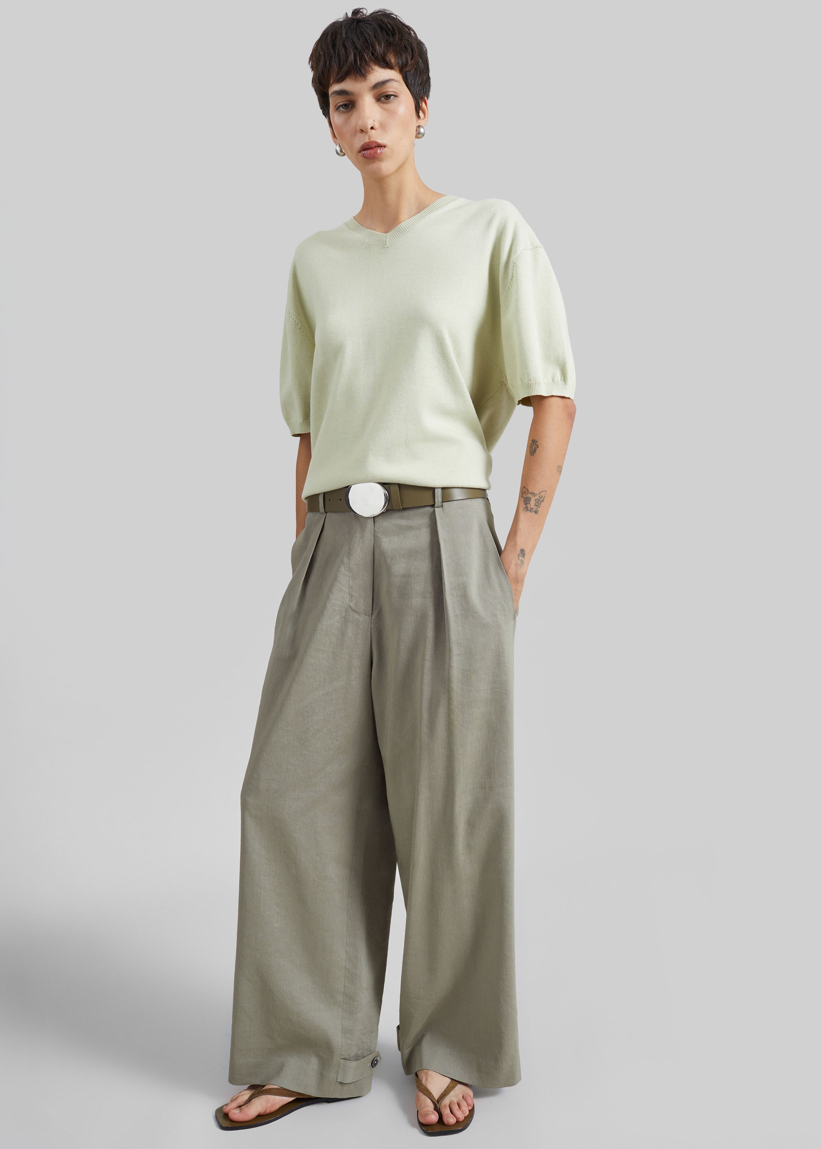 Ornan V-Neck Knit Pullover - Sage