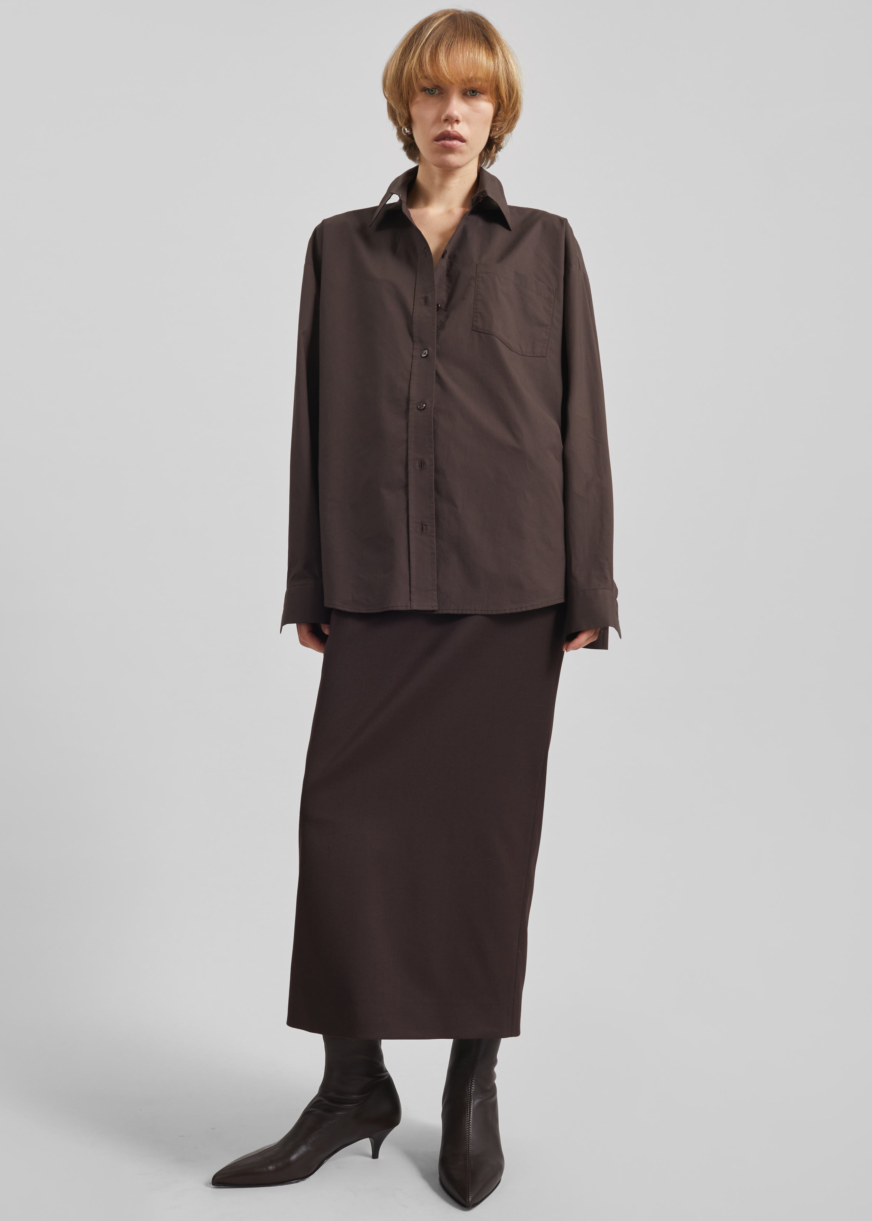 Ornella Side Button-Up Shirt - Brown – The Frankie Shop Europe