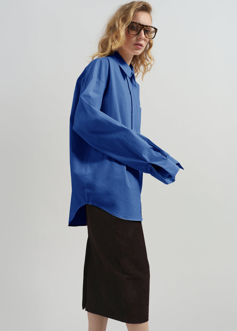 Ornella Side Button-Up Shirt - Cobalt - 1