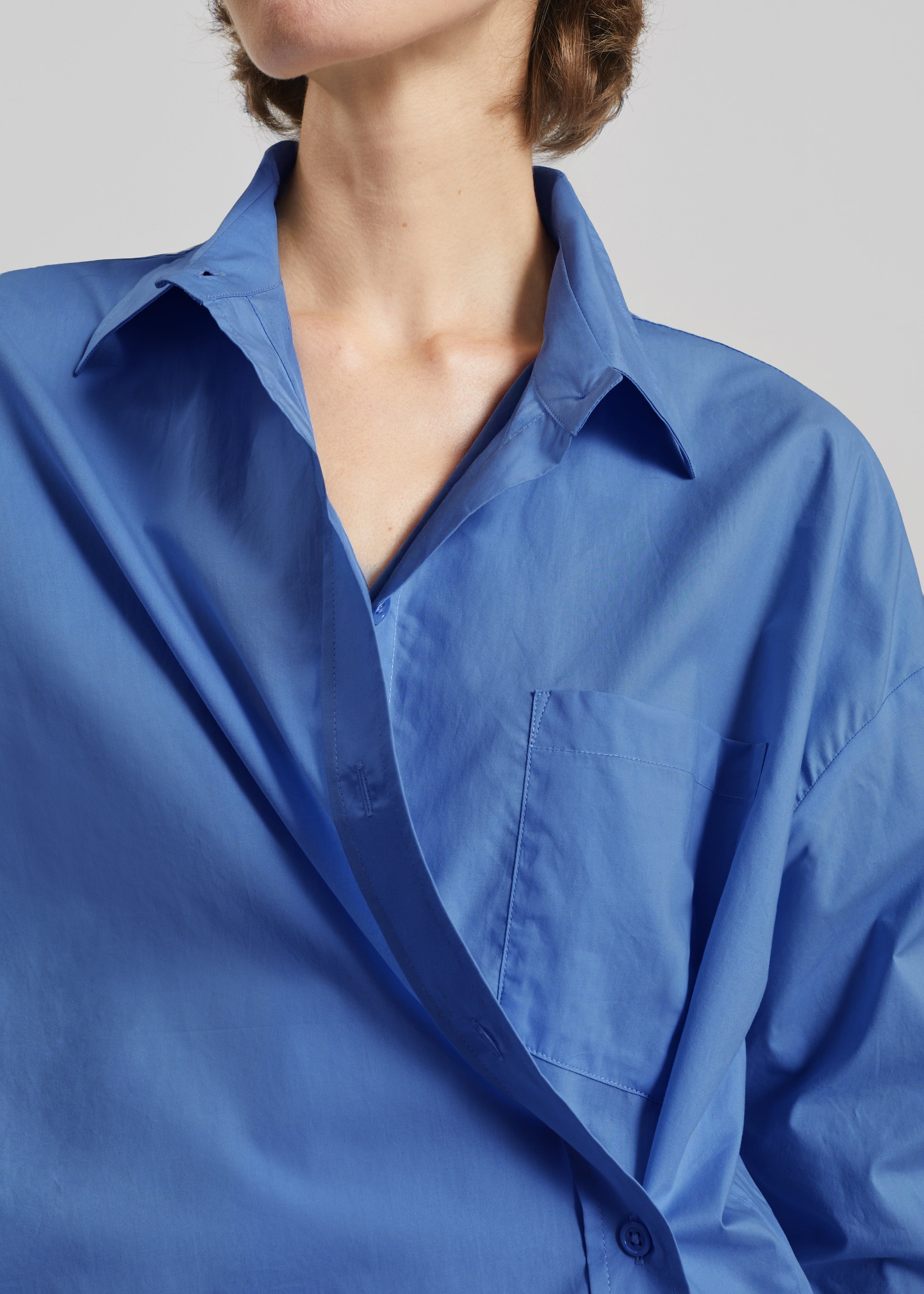Ornella Side Button-Up Shirt - Cobalt - 4