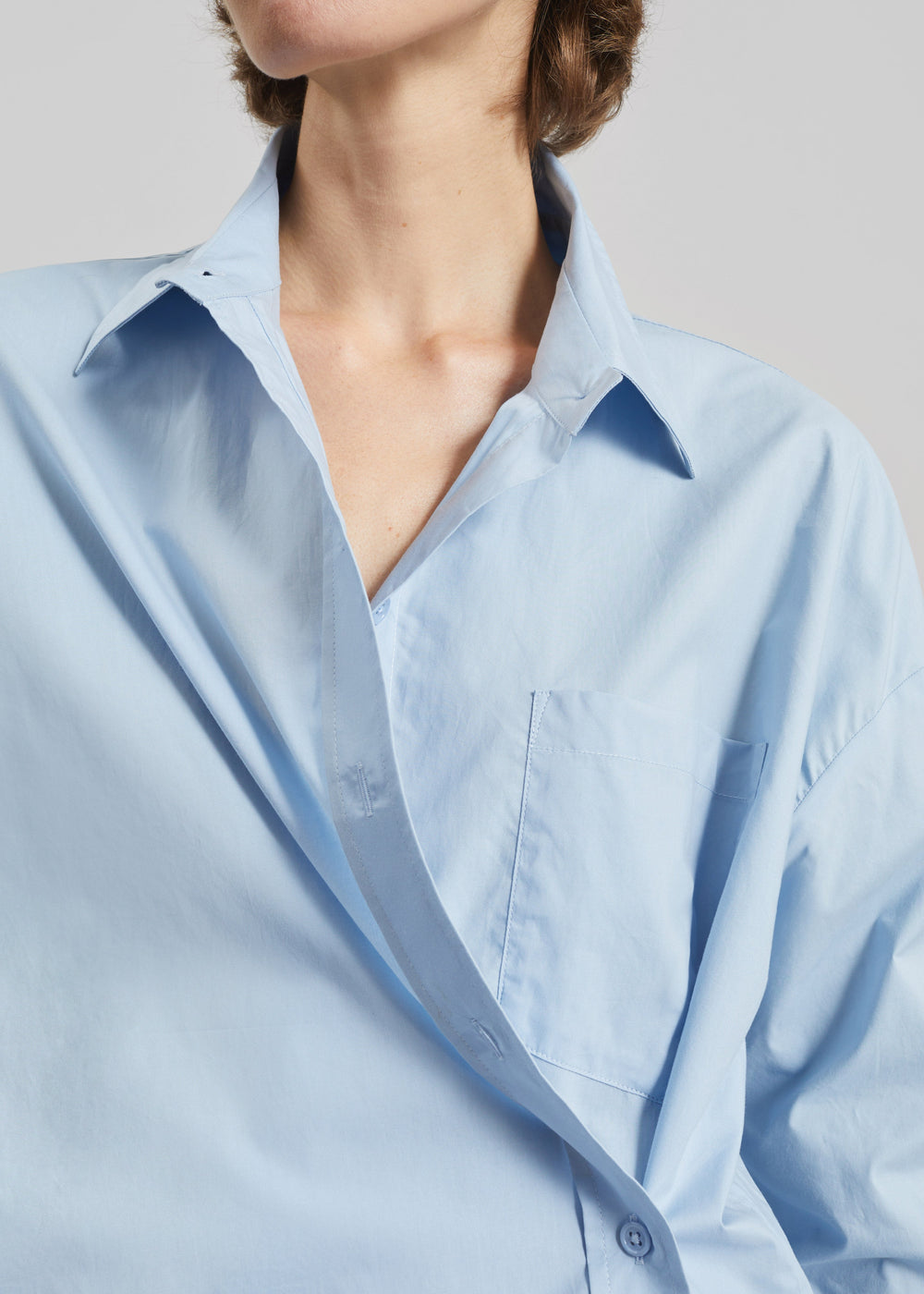 Ornella Side Button-Up Shirt - Light Blue - 1
