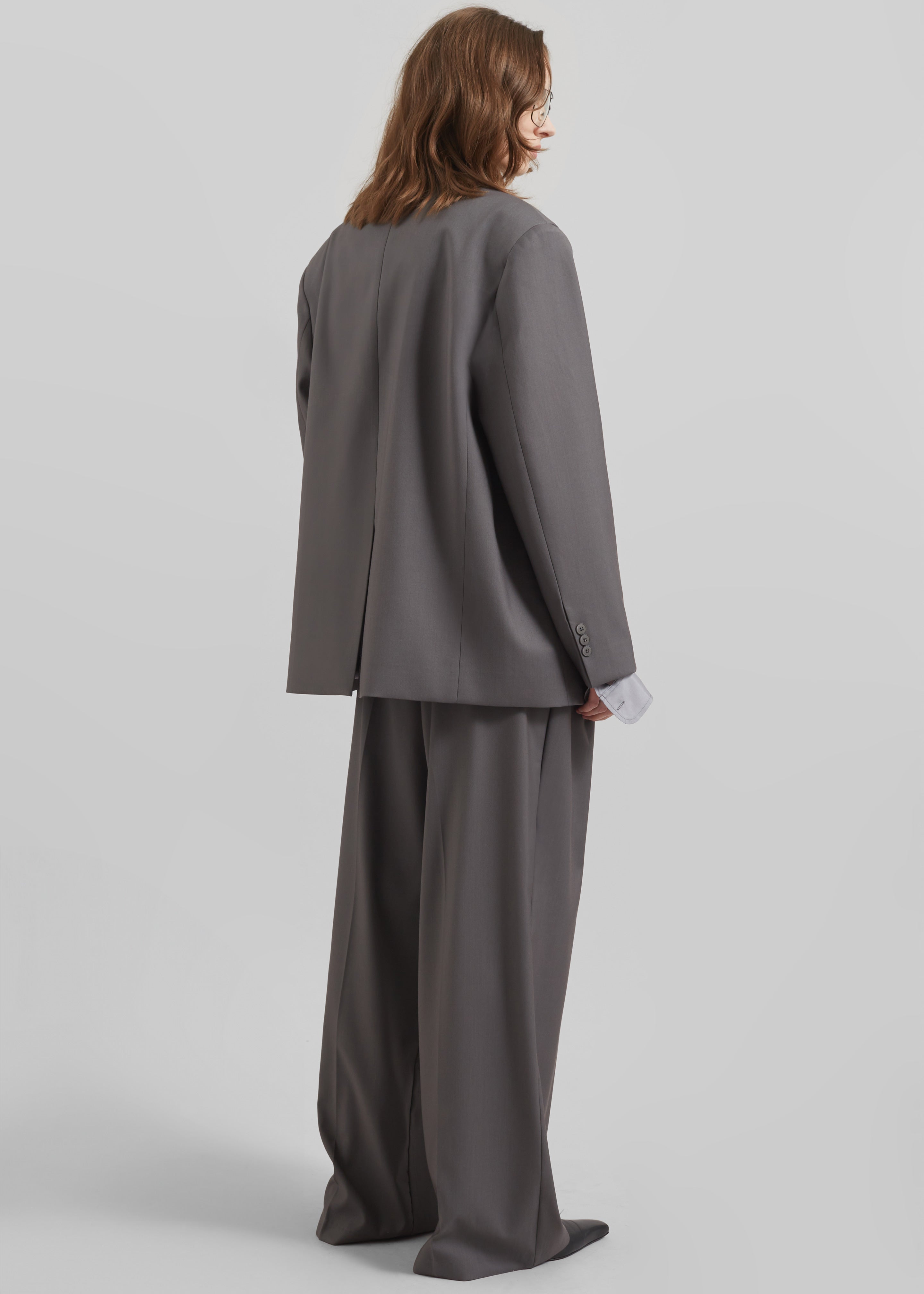 Orsay Boxy Double Breasted Blazer - Dark Grey - 8