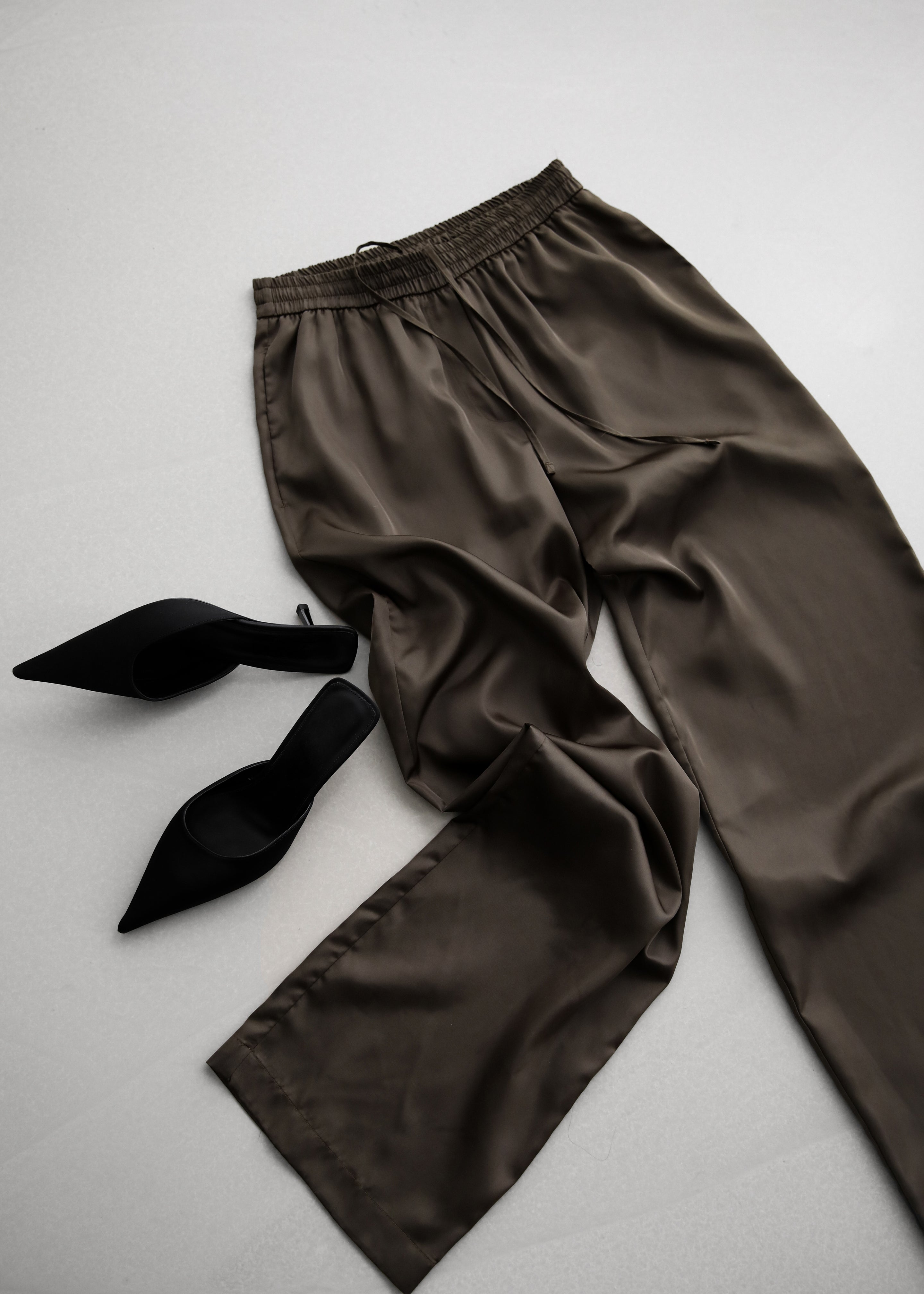 Oskel Satin Pants - Brown - 8