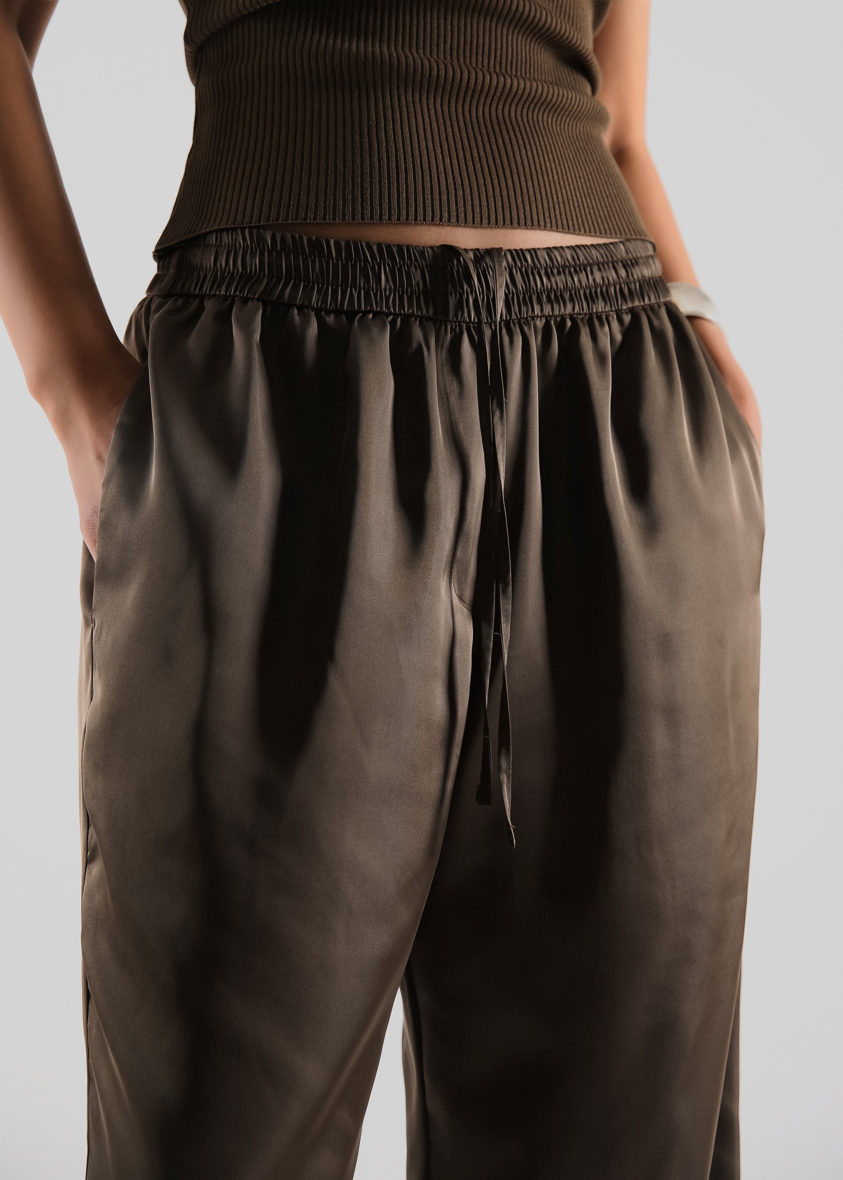 Oskel Satin Pants - Brown - 6
