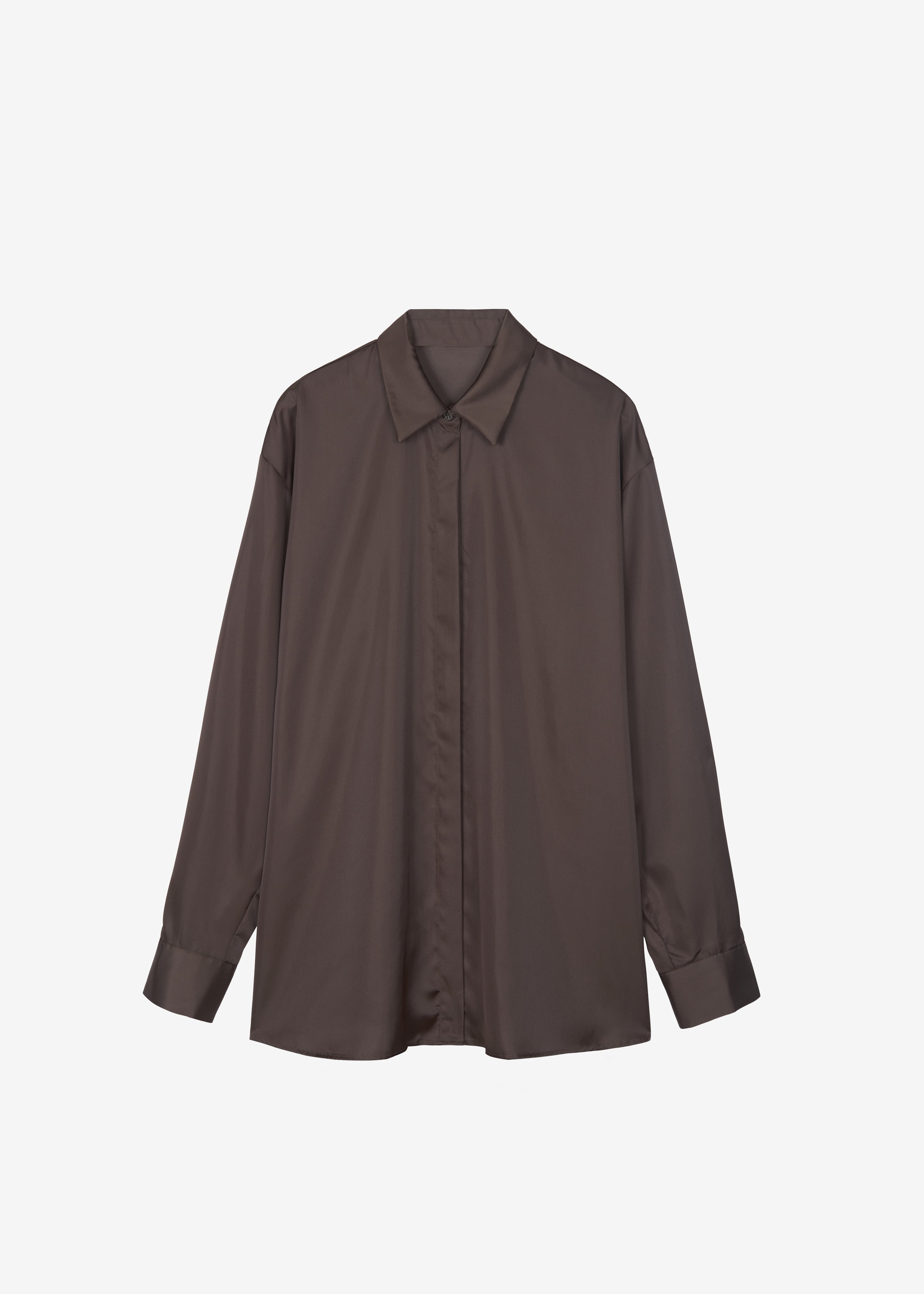 Oskel Satin Shirt - Brown - 6