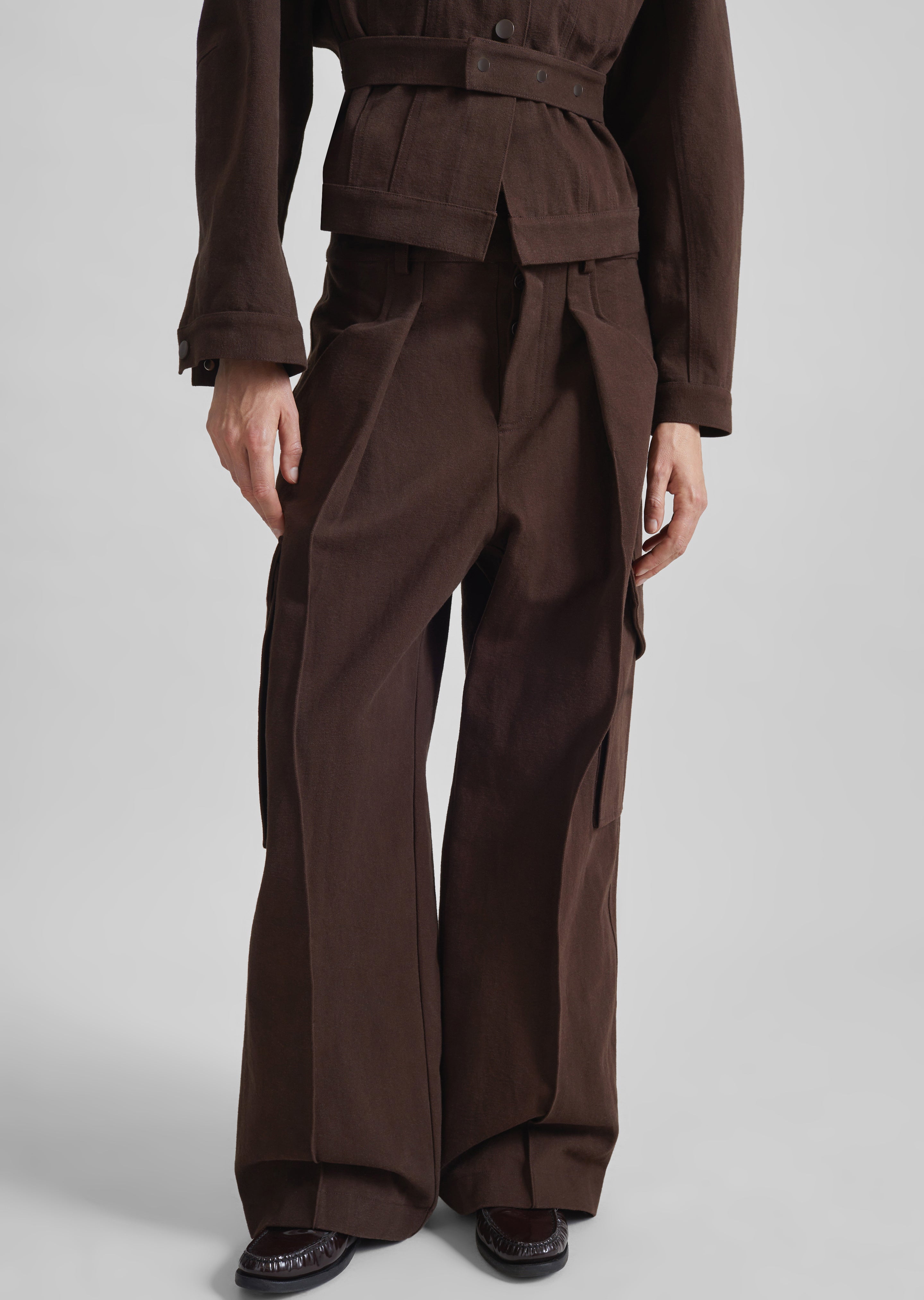 Oslo Cotton Cargo Pants - Brown - 3