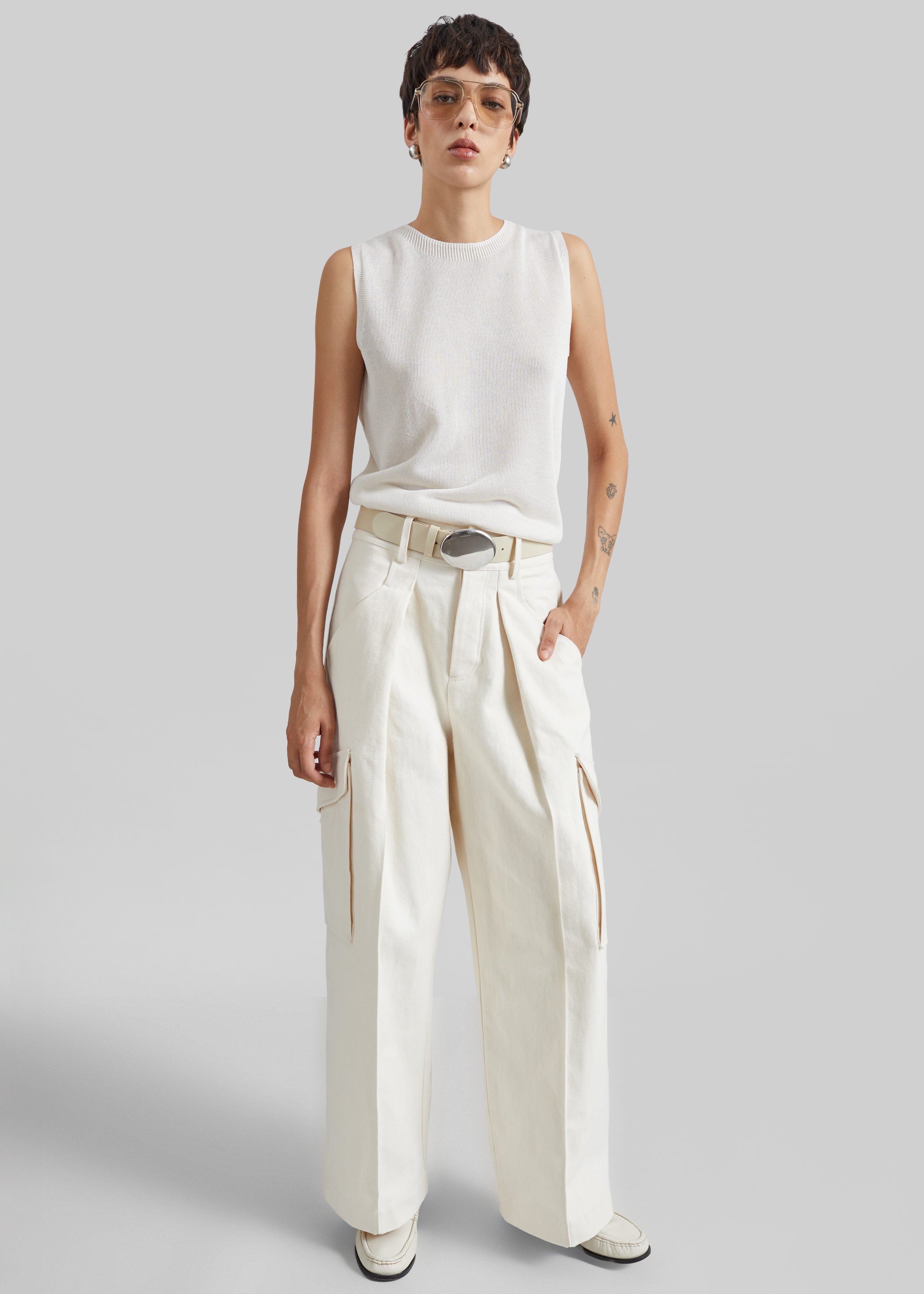 Oslo Cotton Cargo Pants - Beige - 2