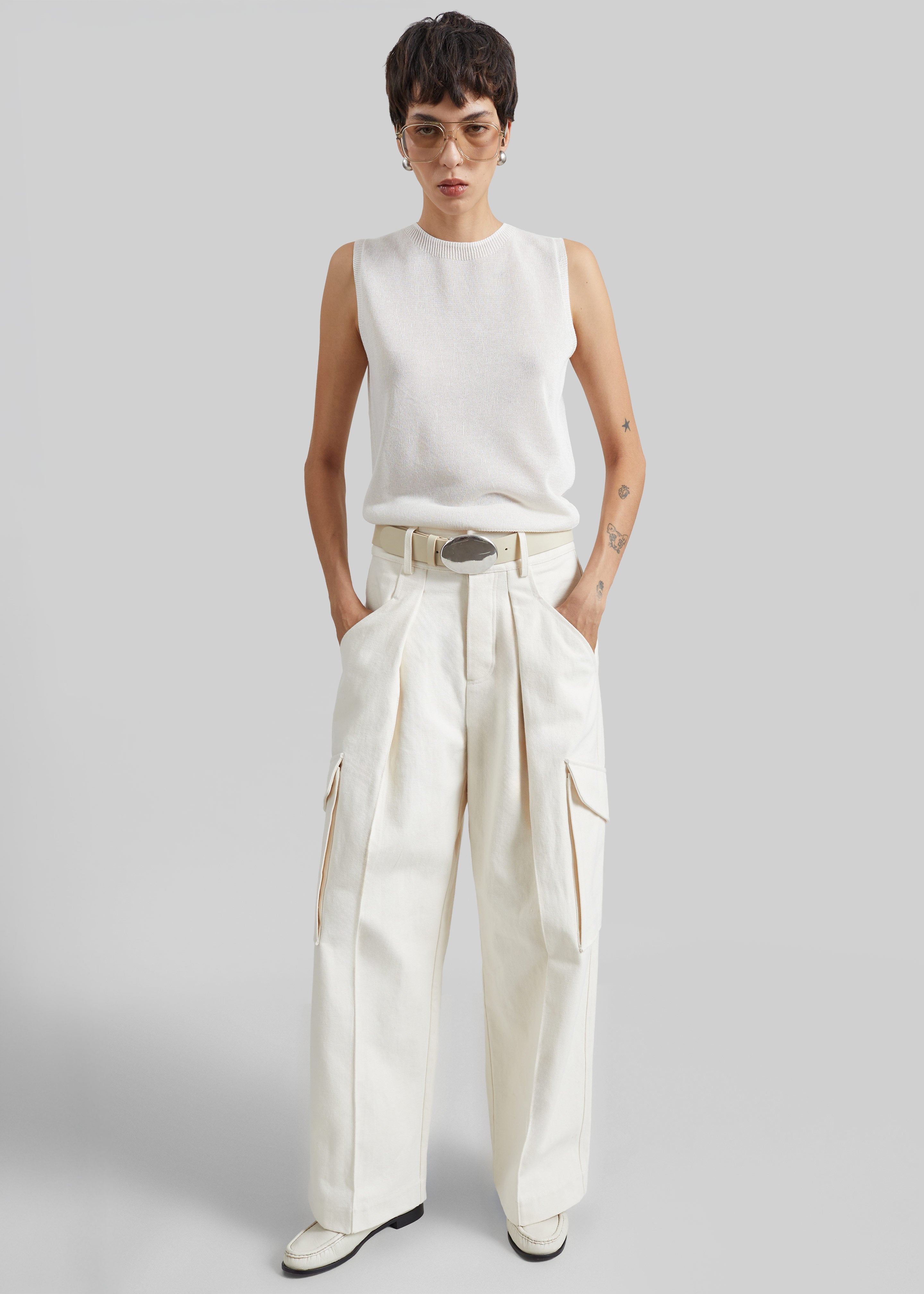 Oslo Cotton Cargo Pants - Beige - 8
