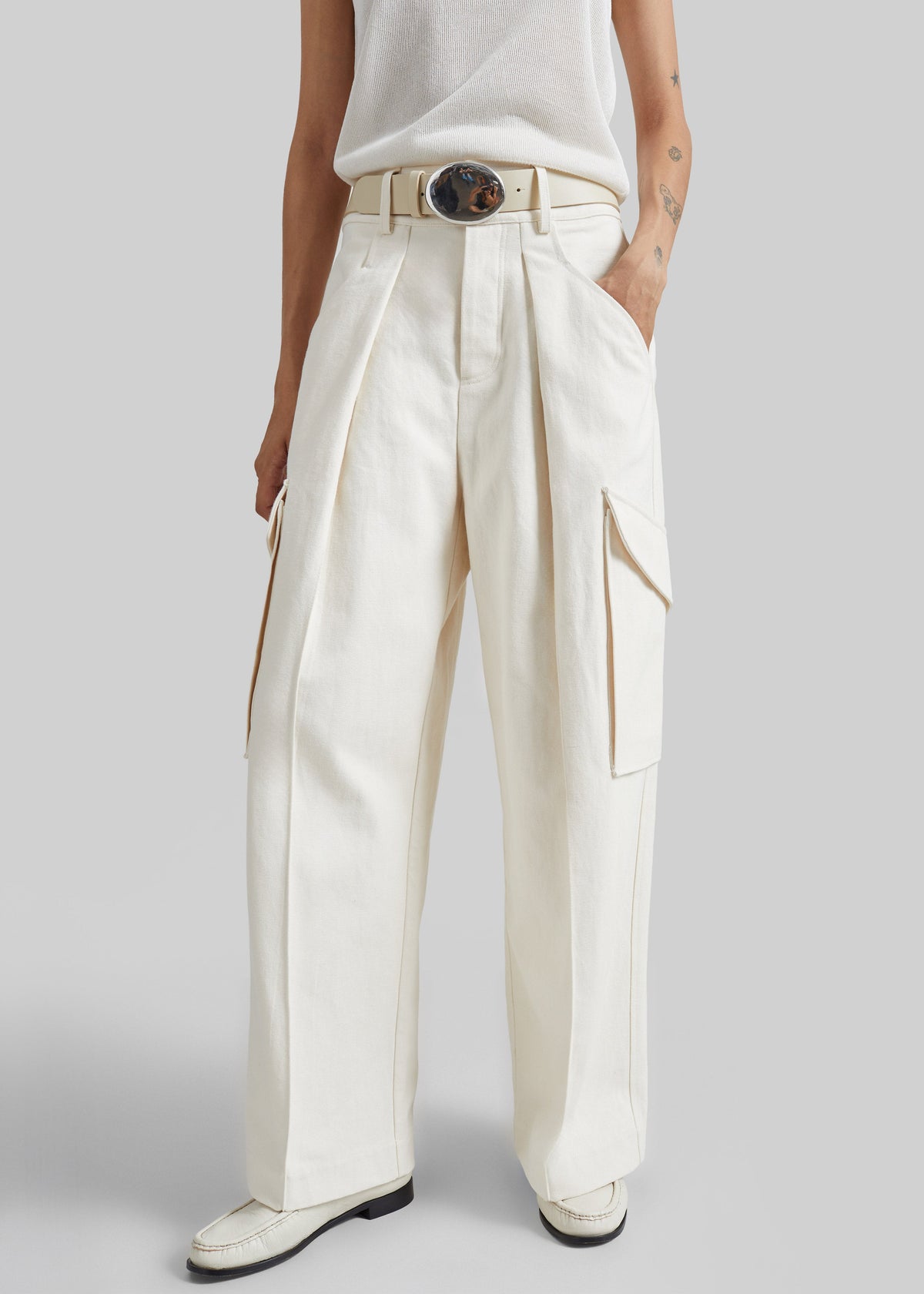 Oslo Cotton Cargo Pants - Beige - 1