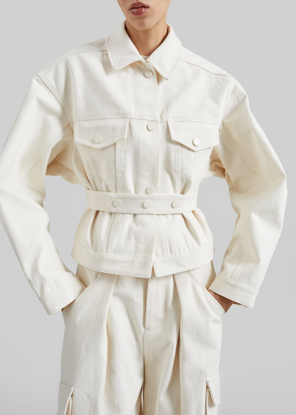 Oslo Cotton Cinched Jacket - Beige - 1