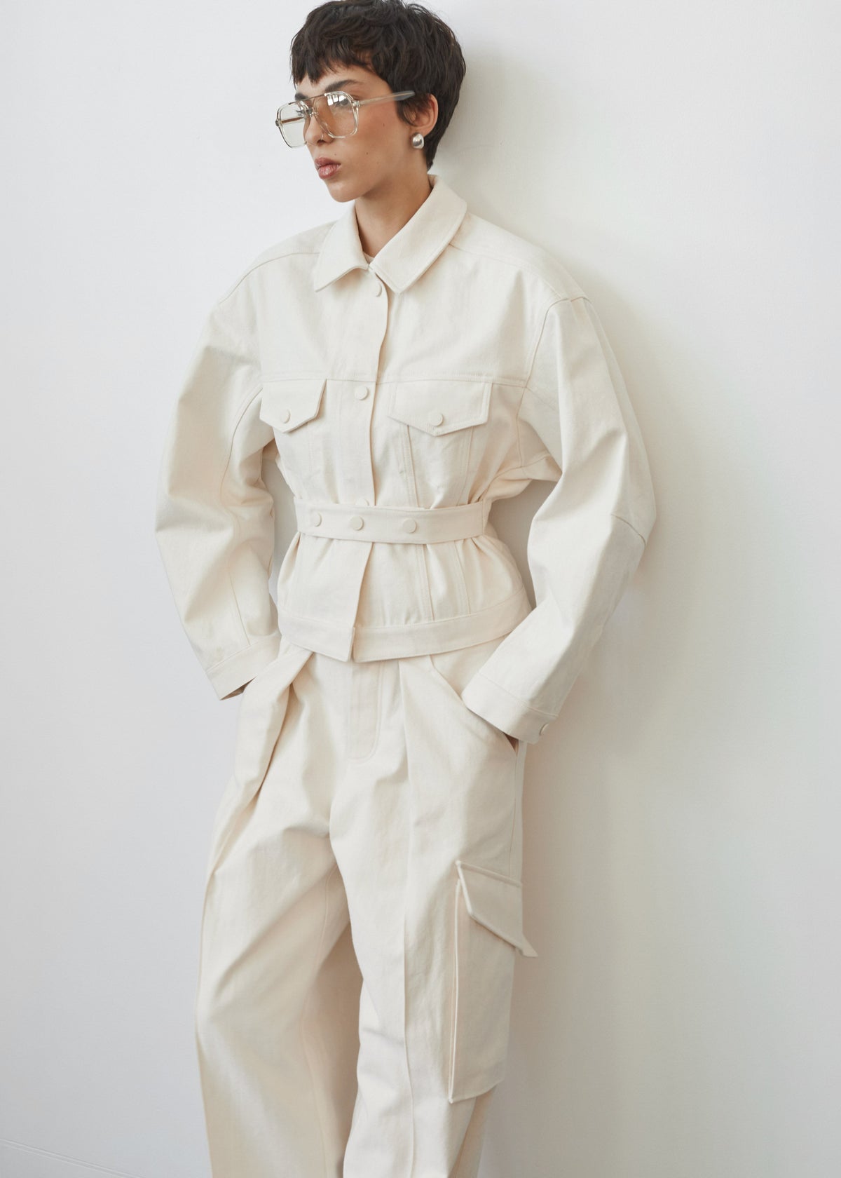 Oslo Cotton Cinched Jacket - Beige - 1
