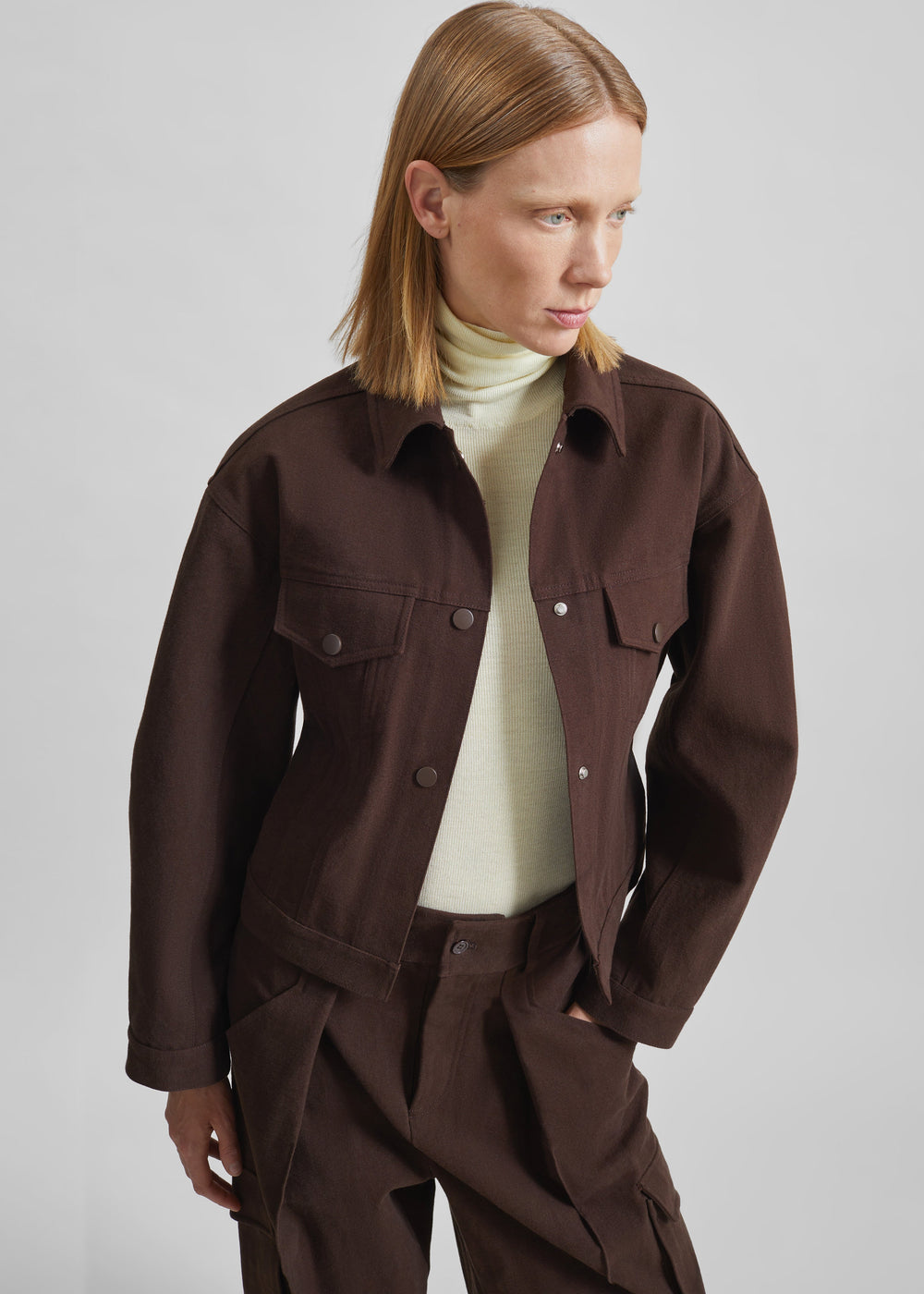 Oslo Cotton Cinched Jacket - Brown - 1