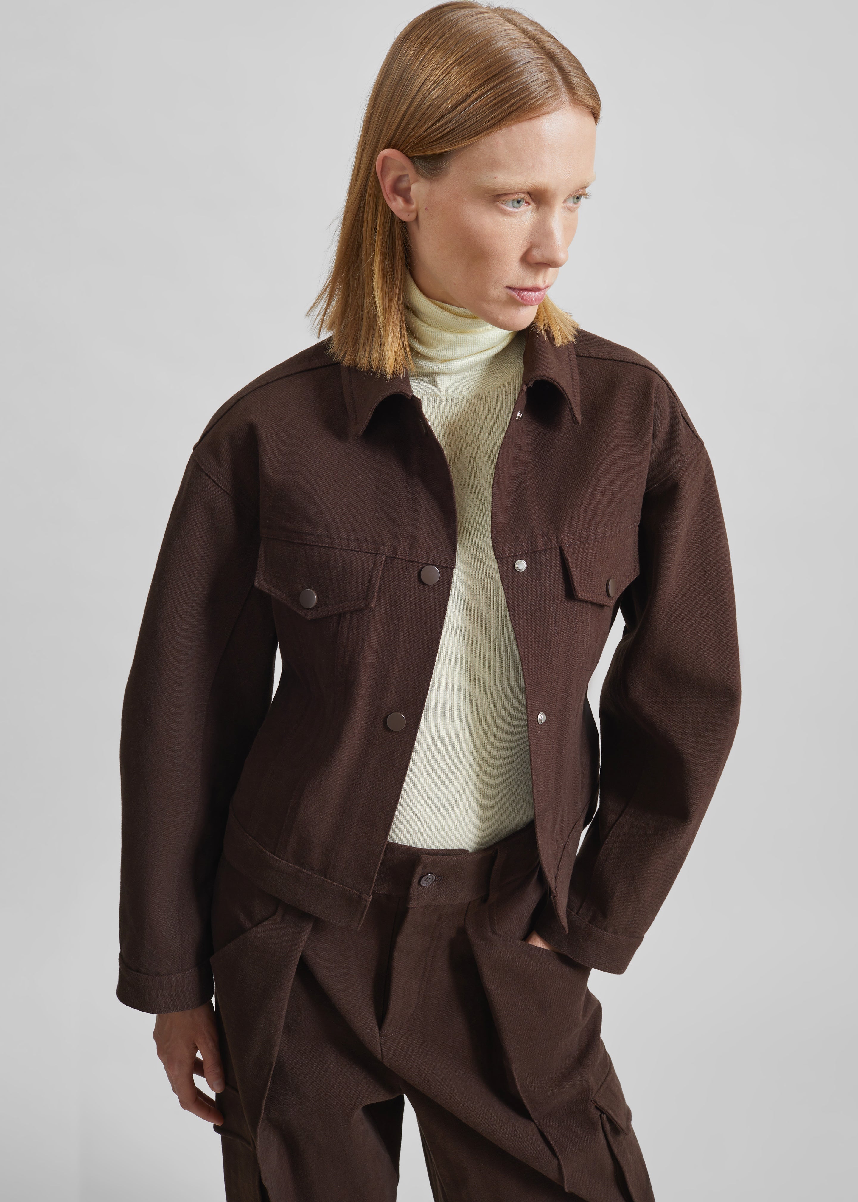 Oslo Cotton Cinched Jacket - Brown - 2