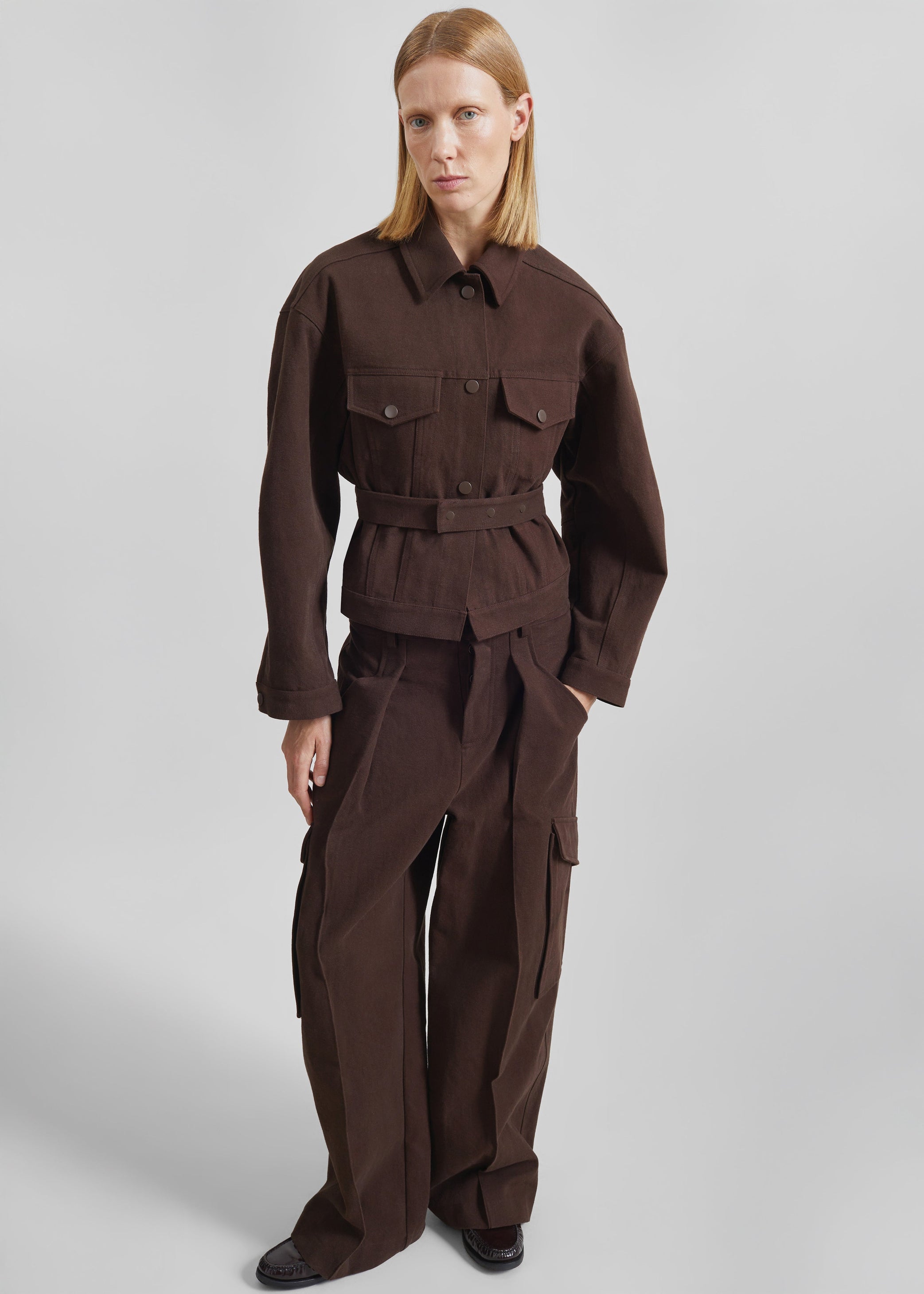 Shop the look image for Oslo Cotton Cinched Jacket - Brown
