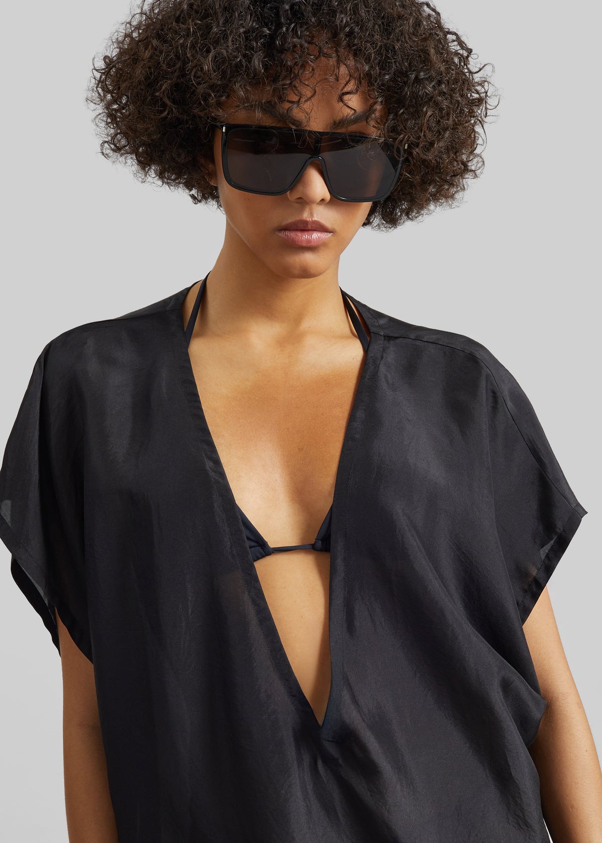 Ostuni Sheer Fluid Kaftan Dress - Black - 3