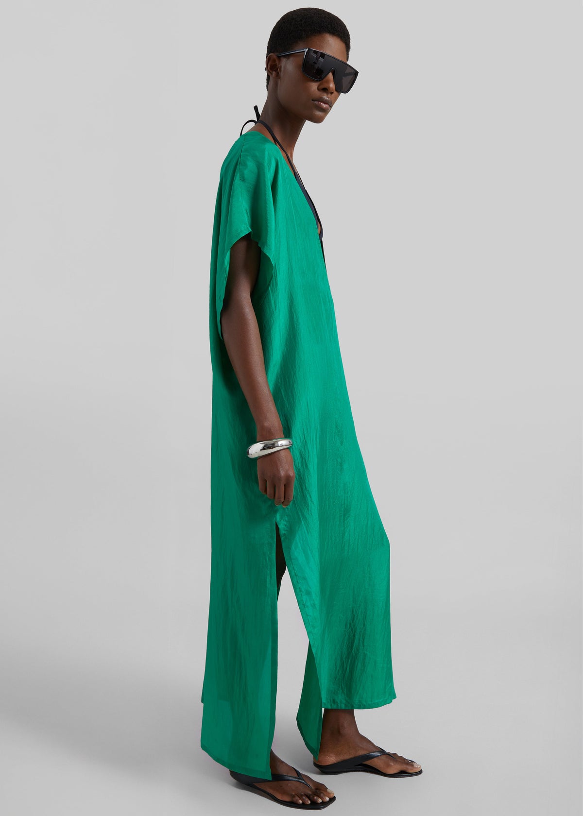 Ostuni Sheer Fluid Kaftan Dress - Emerald - 4