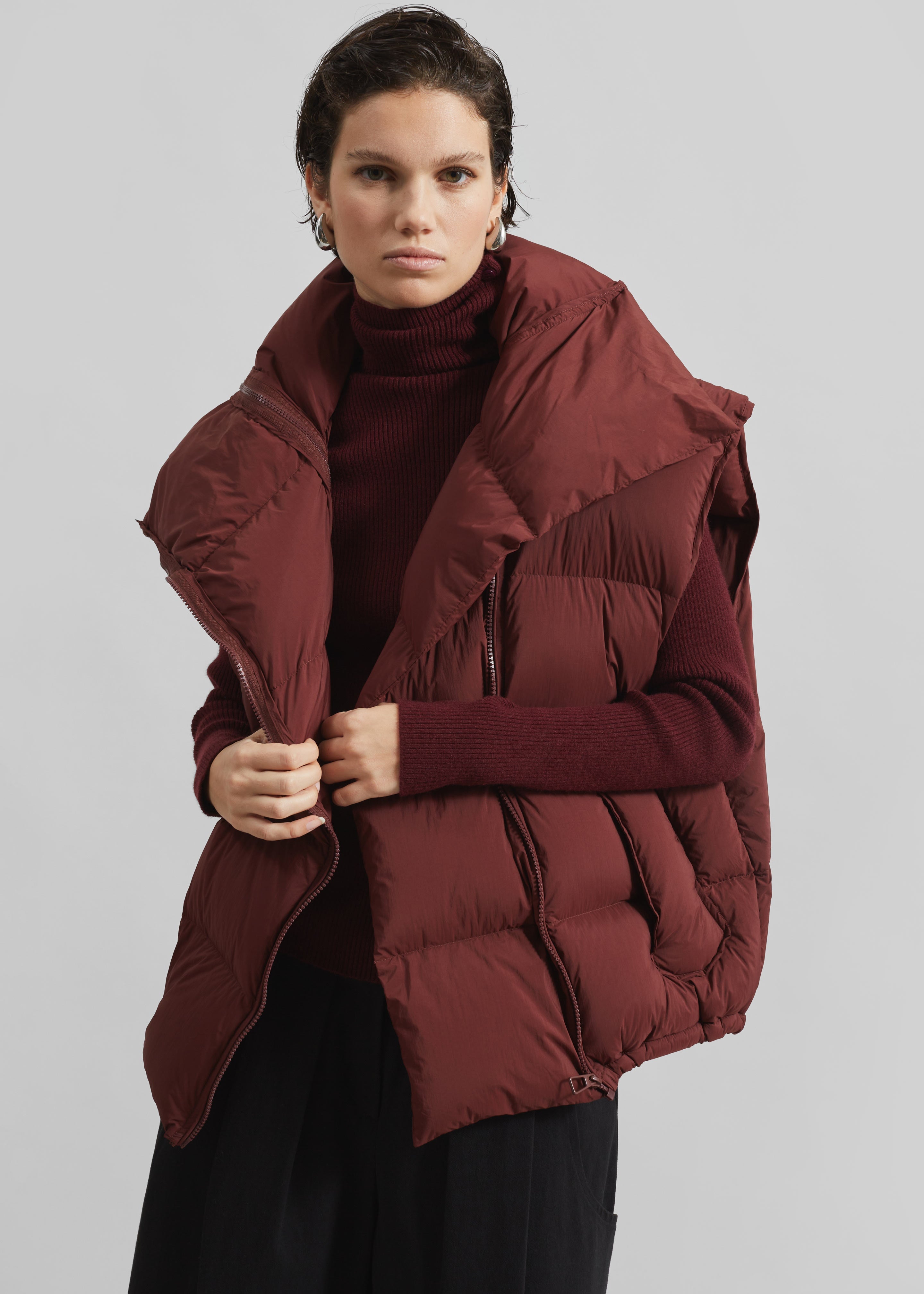 Otley Sleeveless Puffer Vest - Burgundy - 6