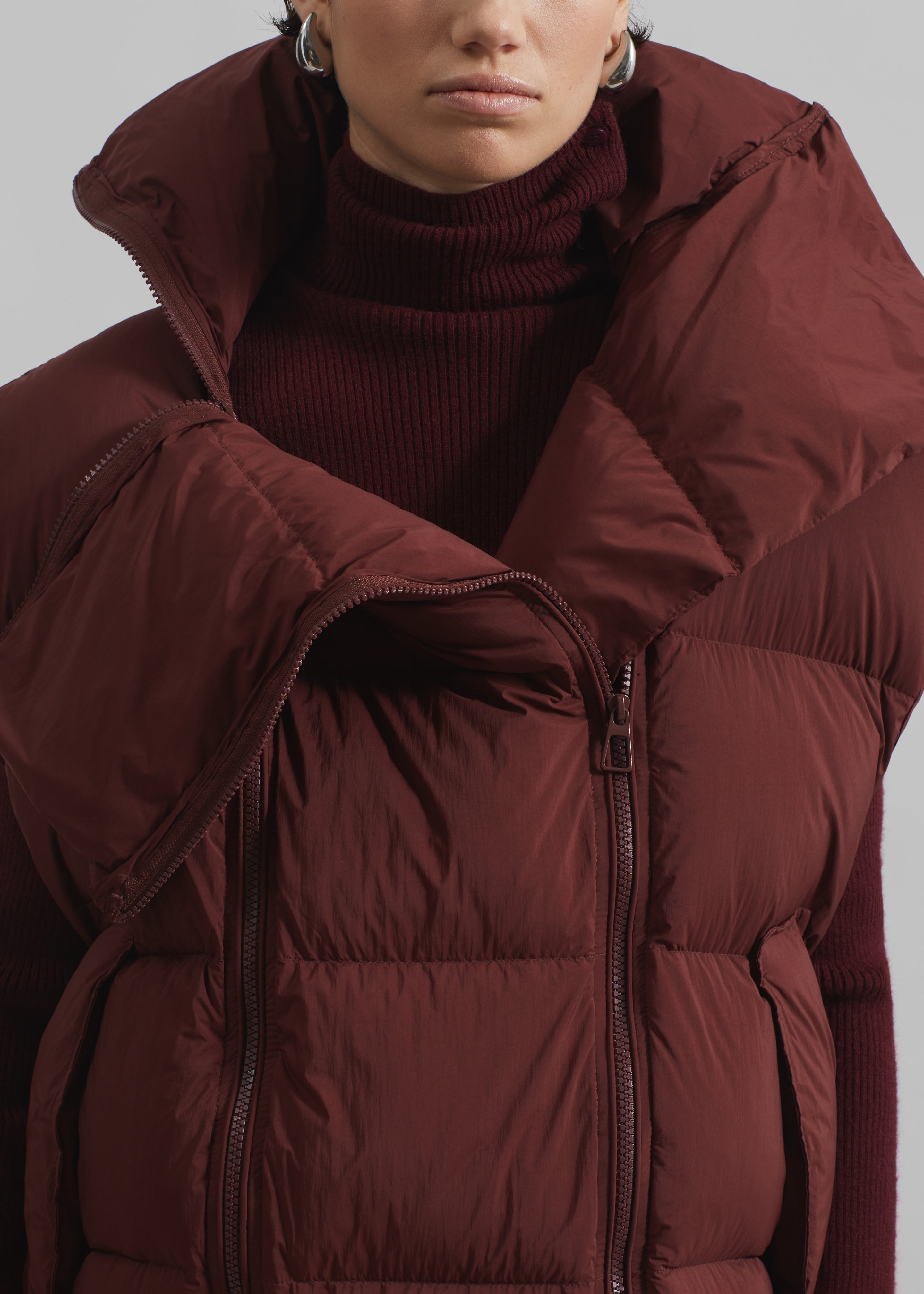 Otley Sleeveless Puffer Vest - Burgundy - 4