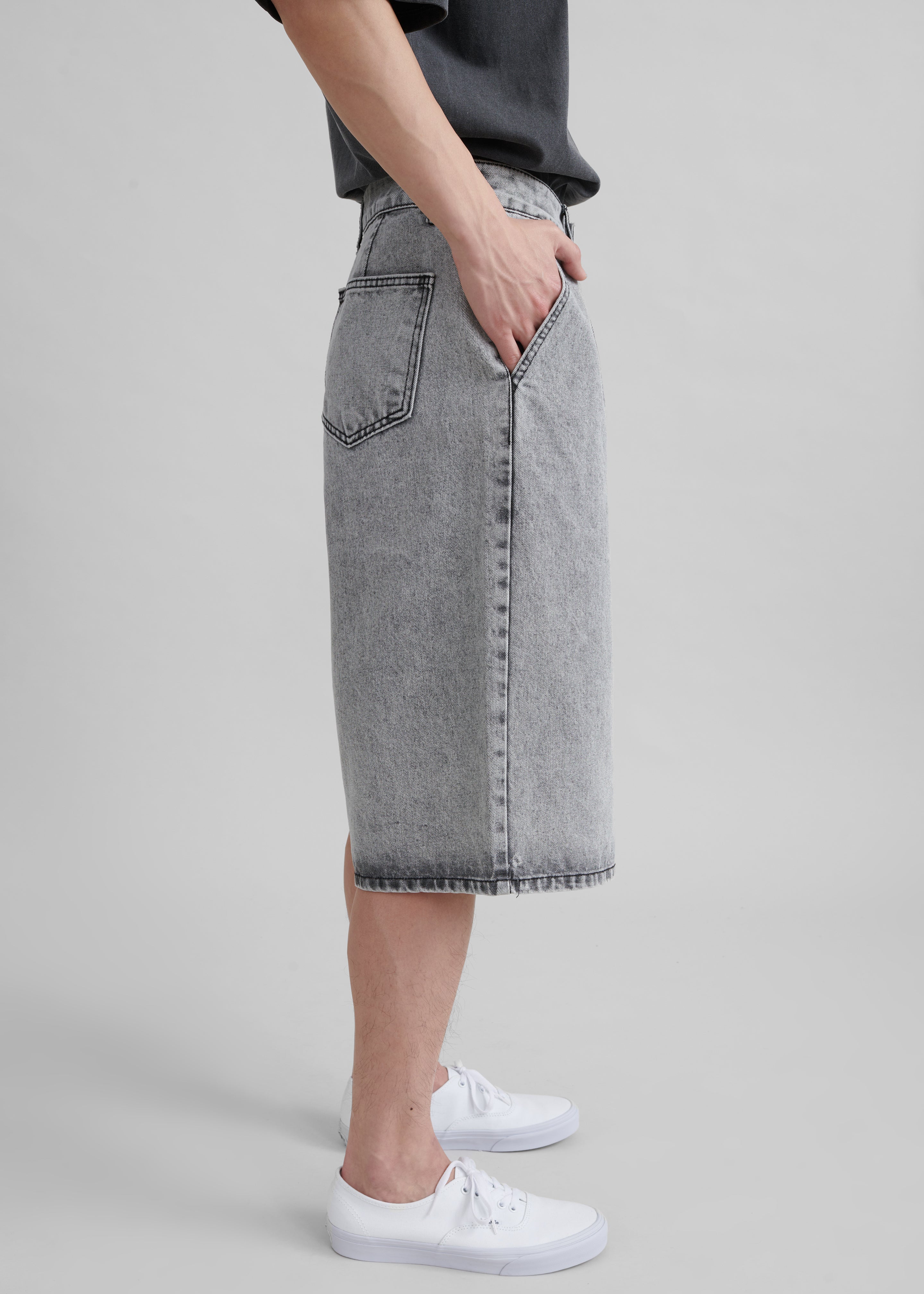 Otto Denim Bermuda Shorts - Grey - 3