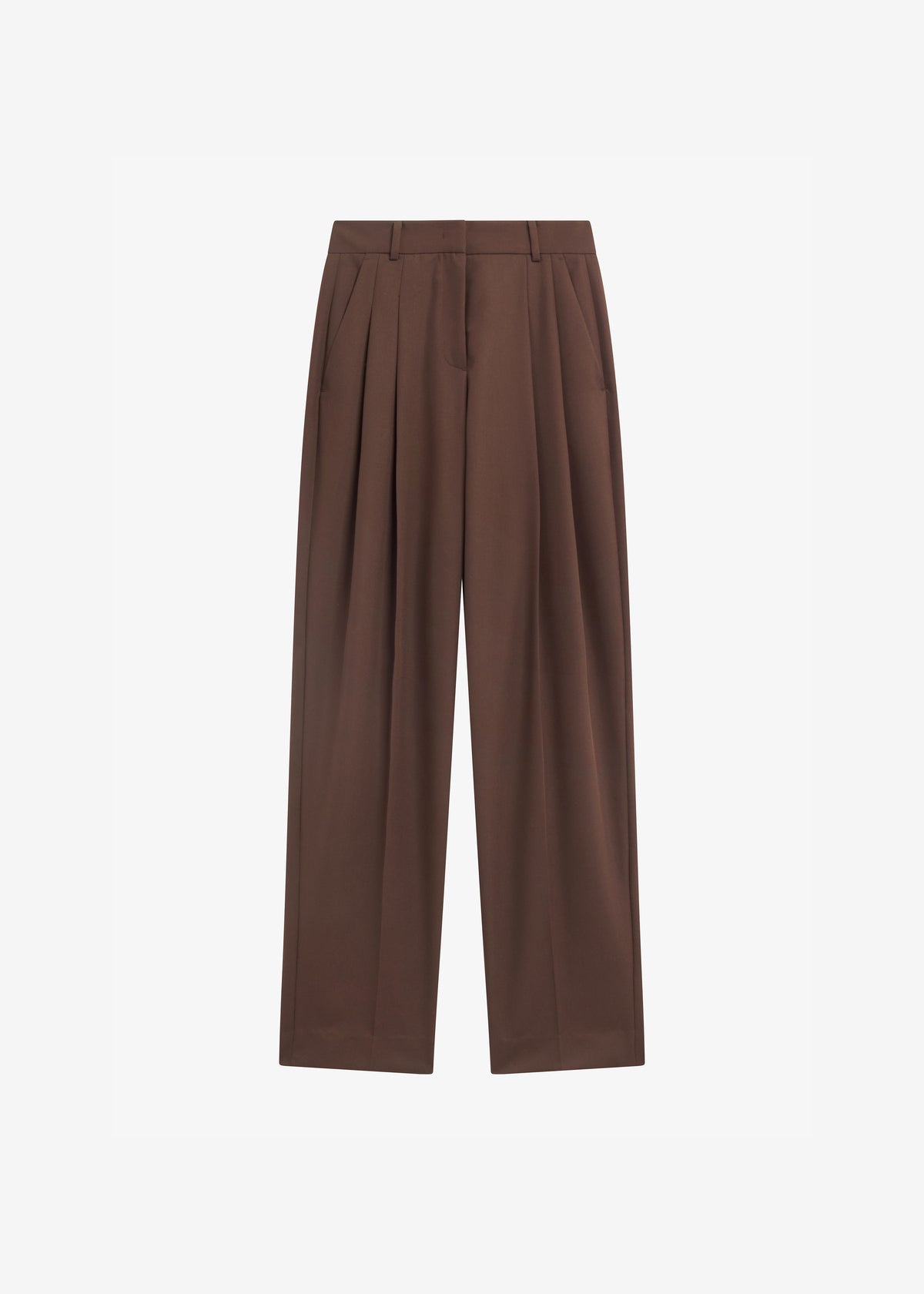 Gelso Pleated Twill Trousers - Brown - 8