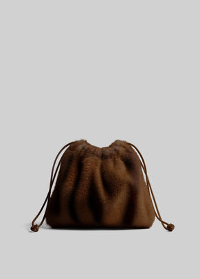 Petite pochette Morgan en fausse fourrure - Marron