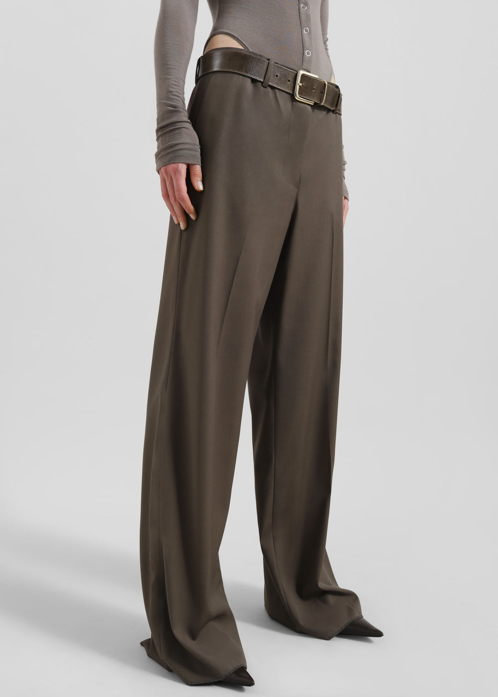 Pallen Wide Trousers - Brown - 1
