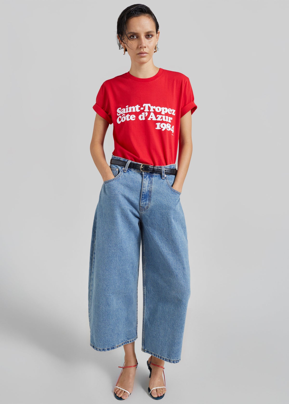 Palmi Cropped Barrel Leg Jeans - Medium Wash - 1