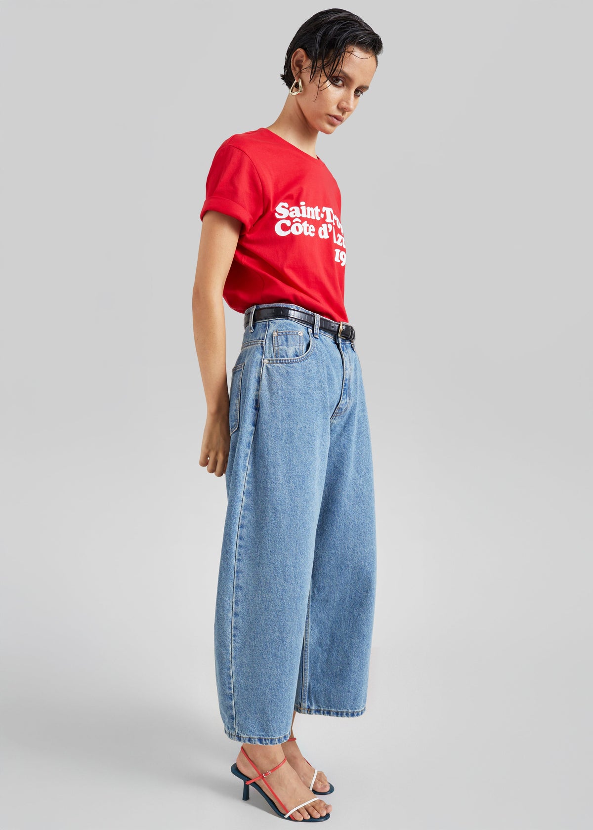 Palmi Cropped Barrel Leg Jeans - Medium Wash - 3