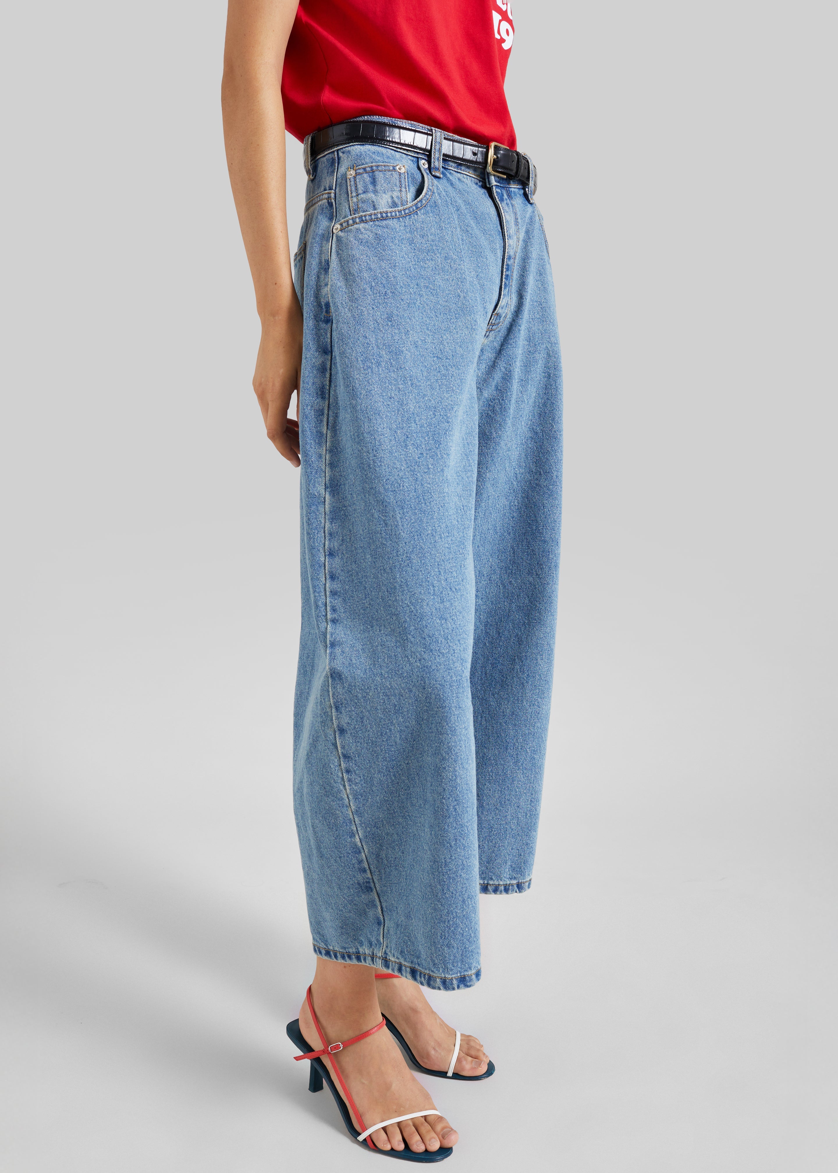 Palmi Cropped Barrel Leg Jeans - Medium Wash - 5