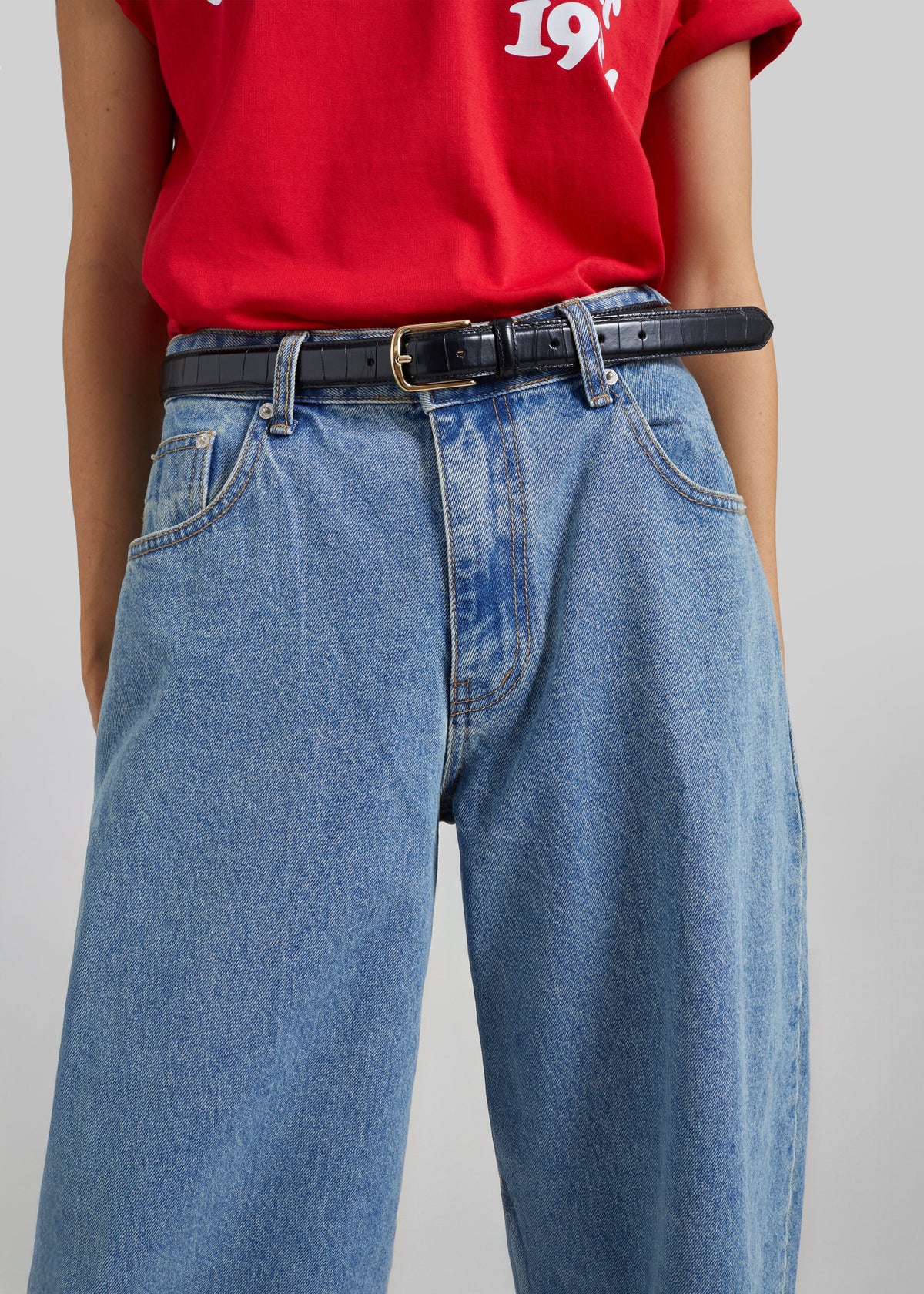 Palmi Cropped Barrel Leg Jeans - Medium Wash - 4