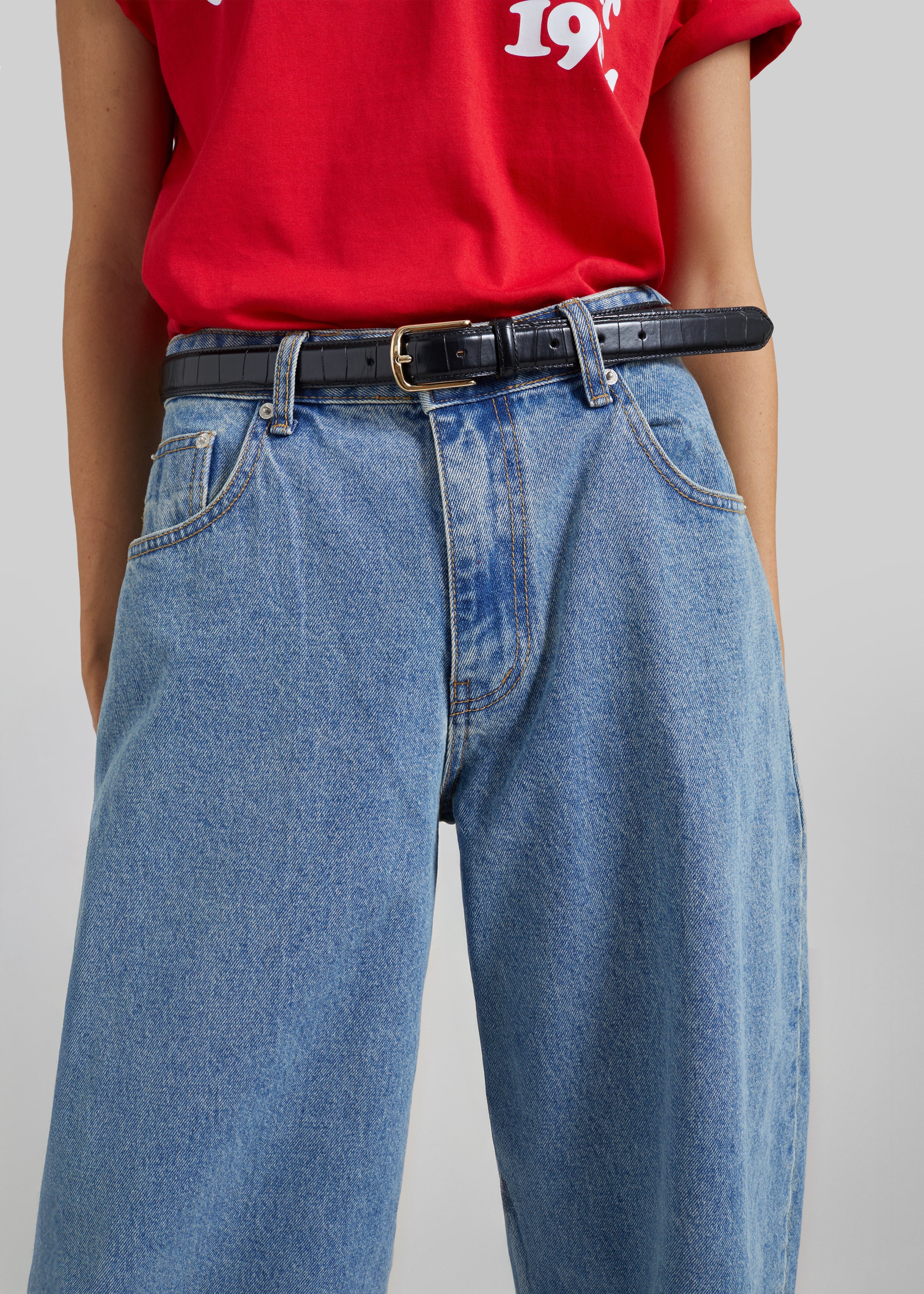 Palmi Cropped Barrel Leg Jeans - Medium Wash - 4