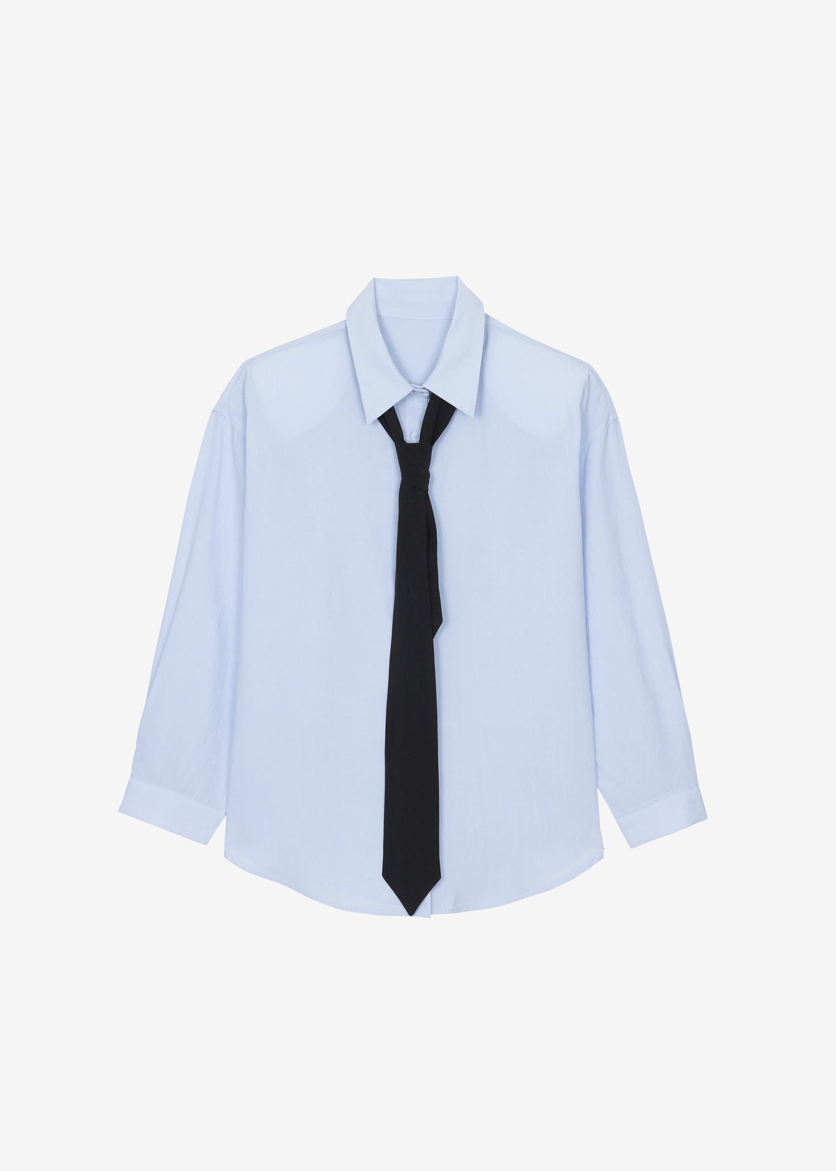 Patti Neck Tie Shirt - Sky Blue - 11