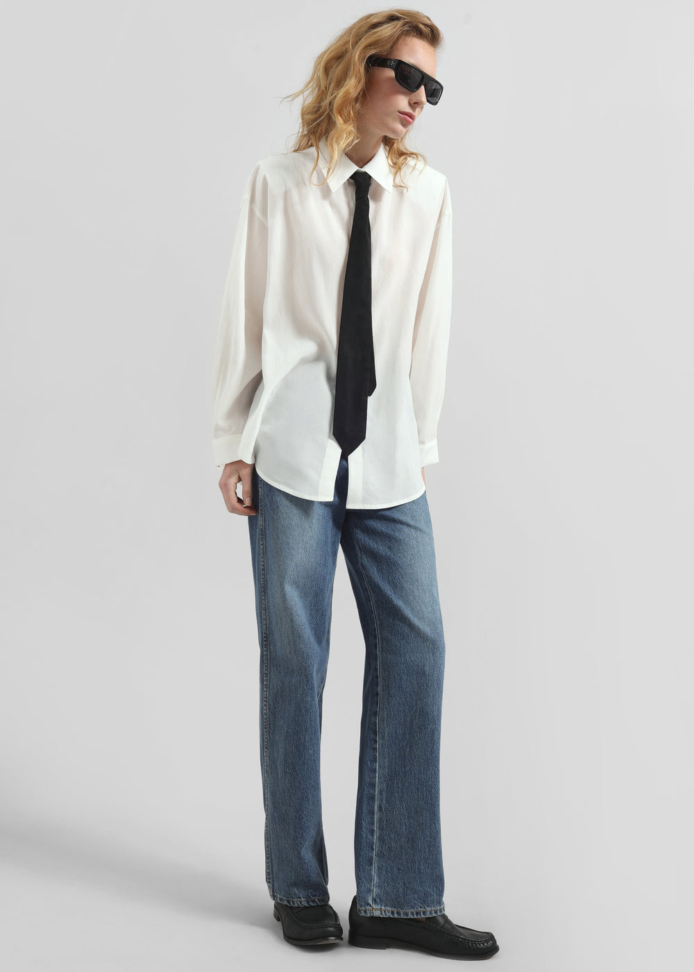 Patti Neck Tie Shirt - White - 1