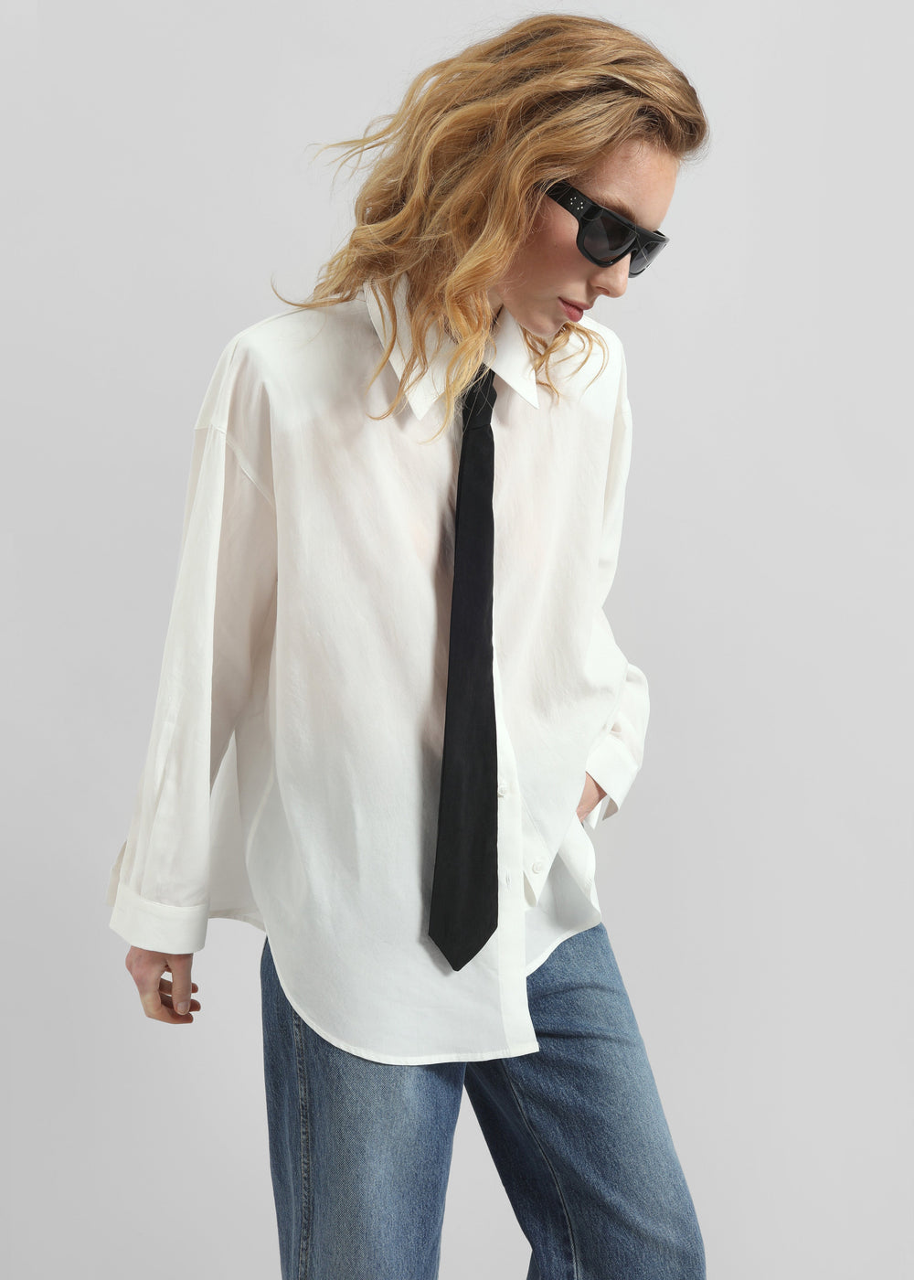 Patti Neck Tie Shirt - White