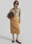 Pavia Faux Suede Pencil Skirt - Camel