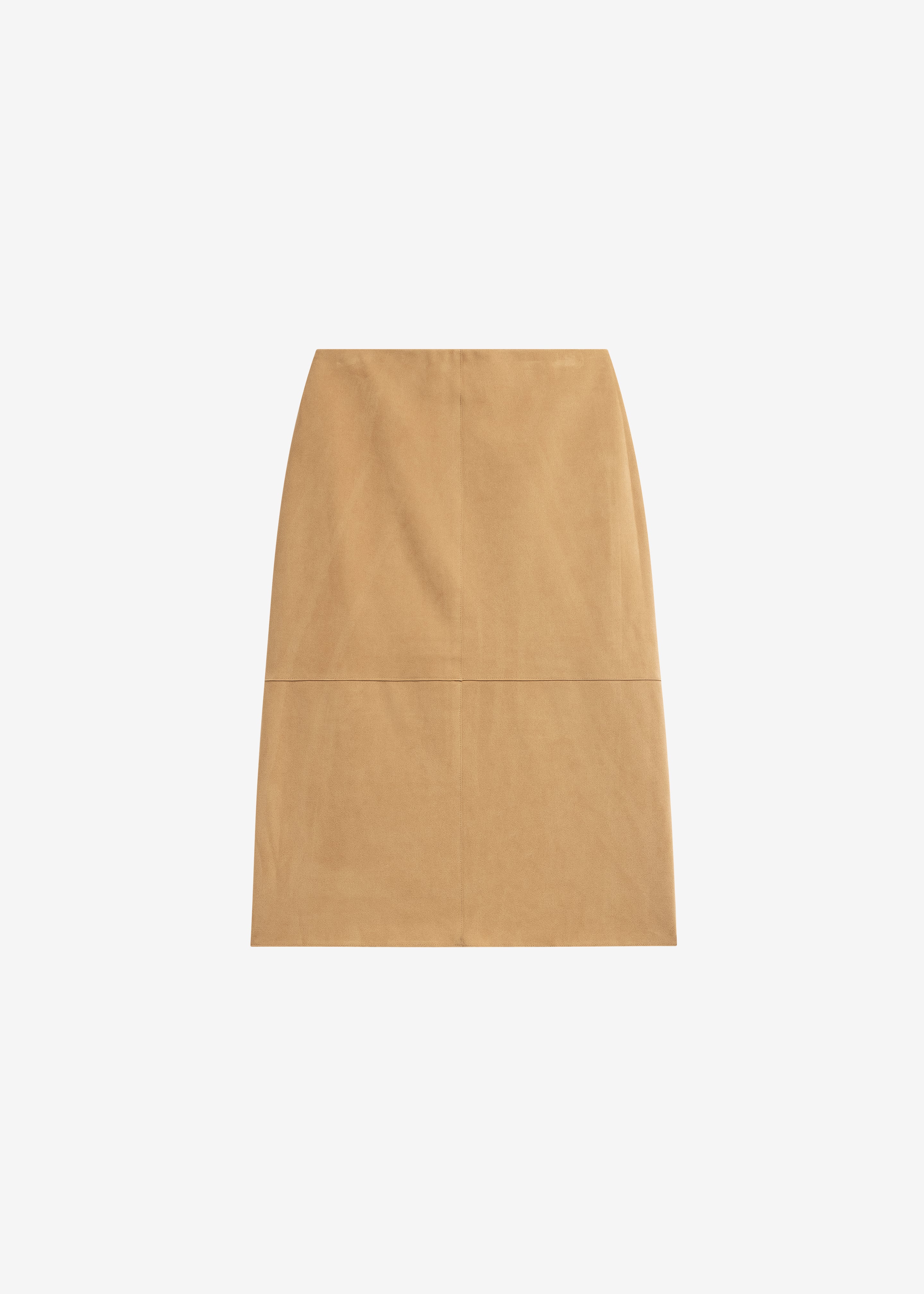 Pavia Faux Suede Pencil Skirt - Camel - 7