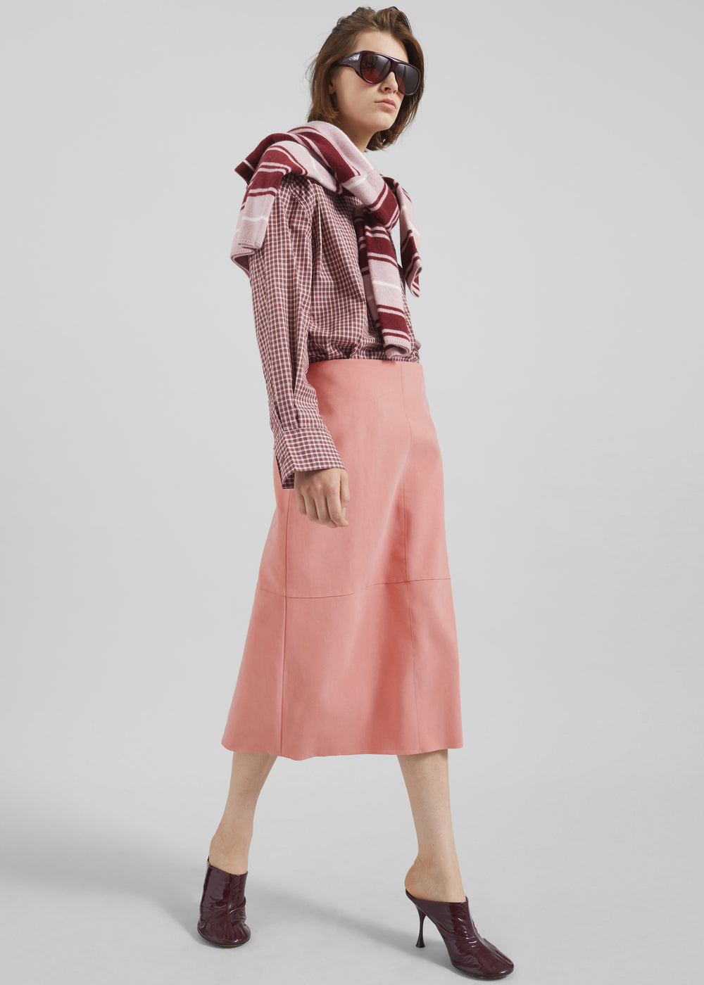 Pavia Faux Suede Pencil Skirt - Pink