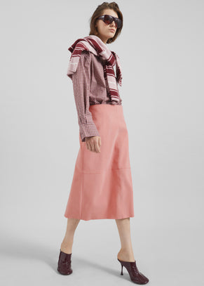 Pavia Faux Suede Pencil Skirt - Pink