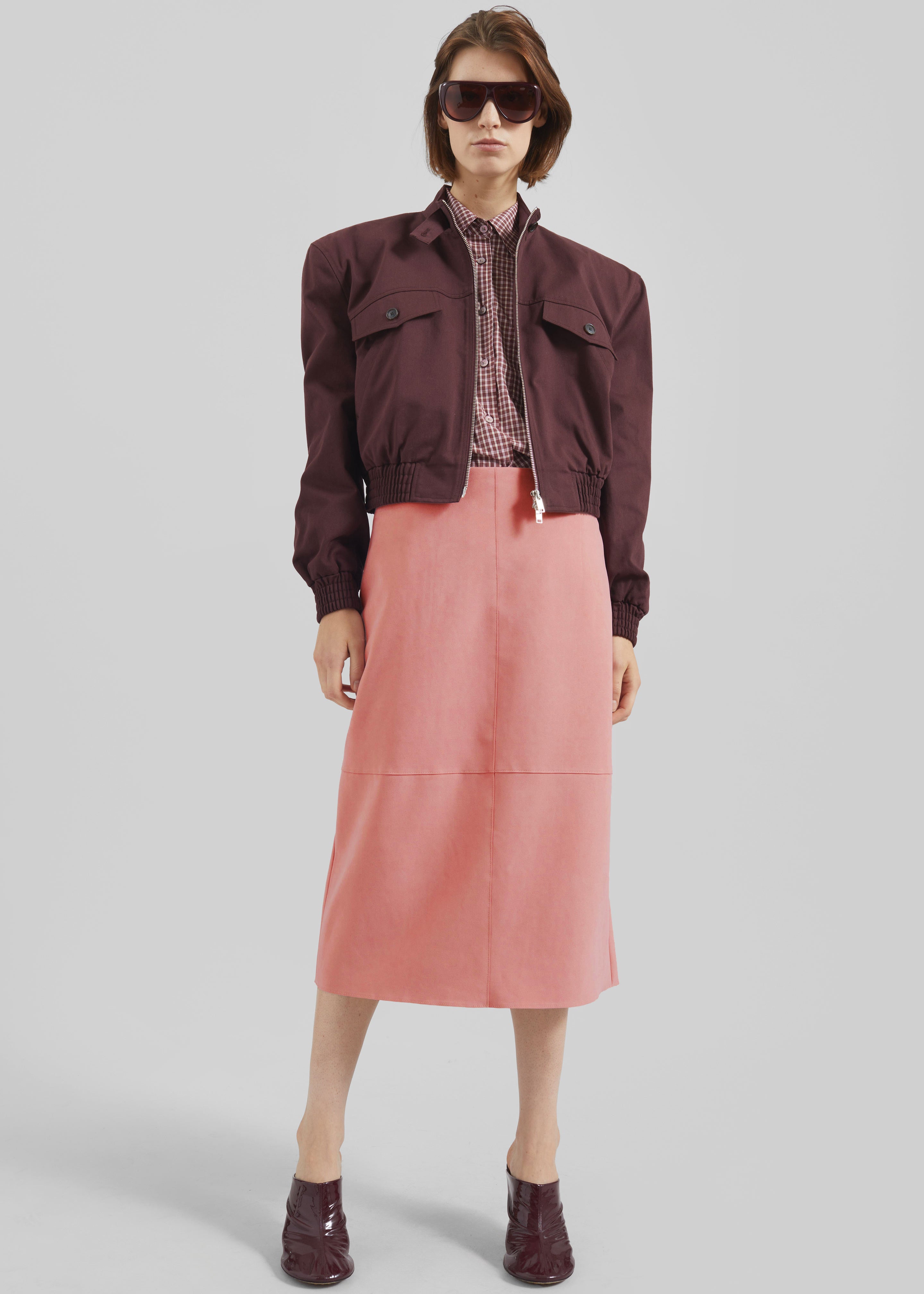 Pavia Faux Suede Pencil Skirt - Pink - 4