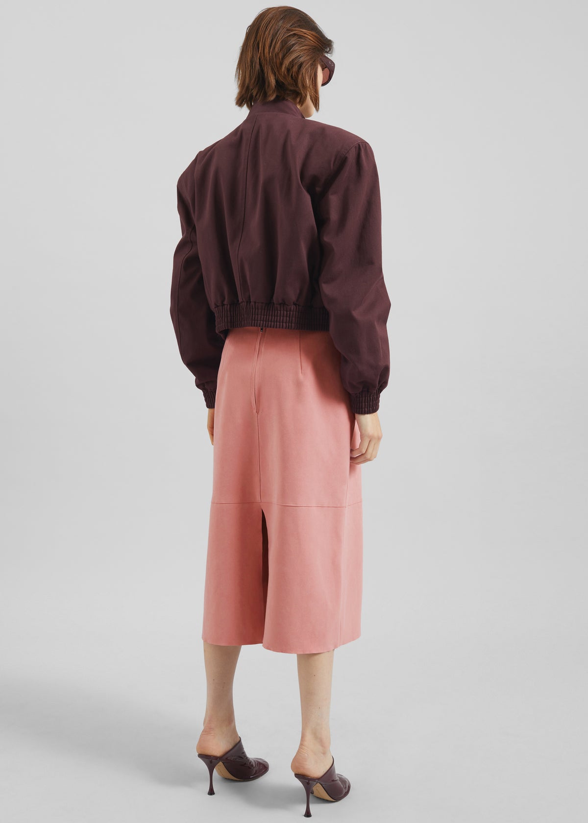 Pavia Faux Suede Pencil Skirt - Pink - 5