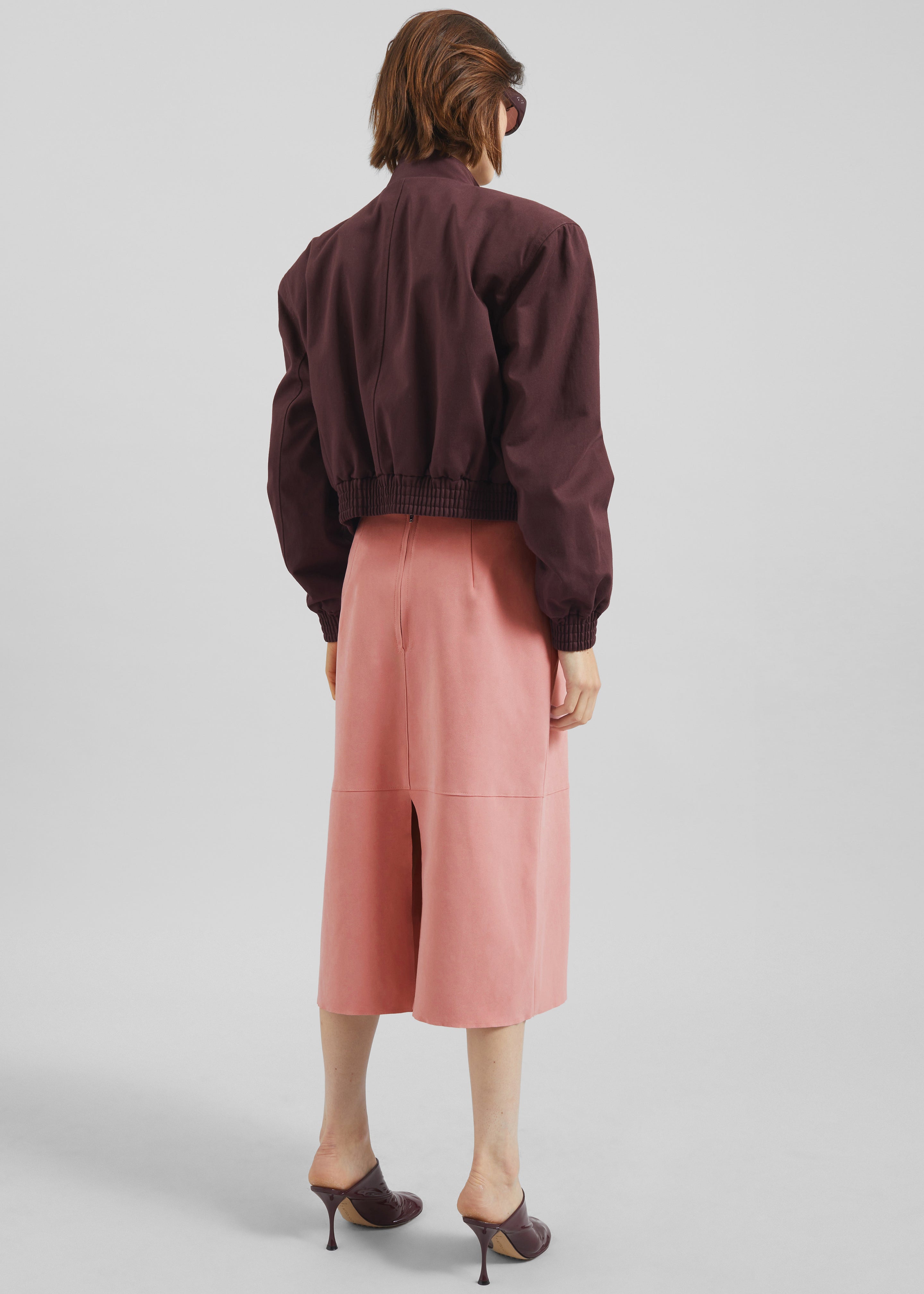 Pavia Faux Suede Pencil Skirt - Pink - 5