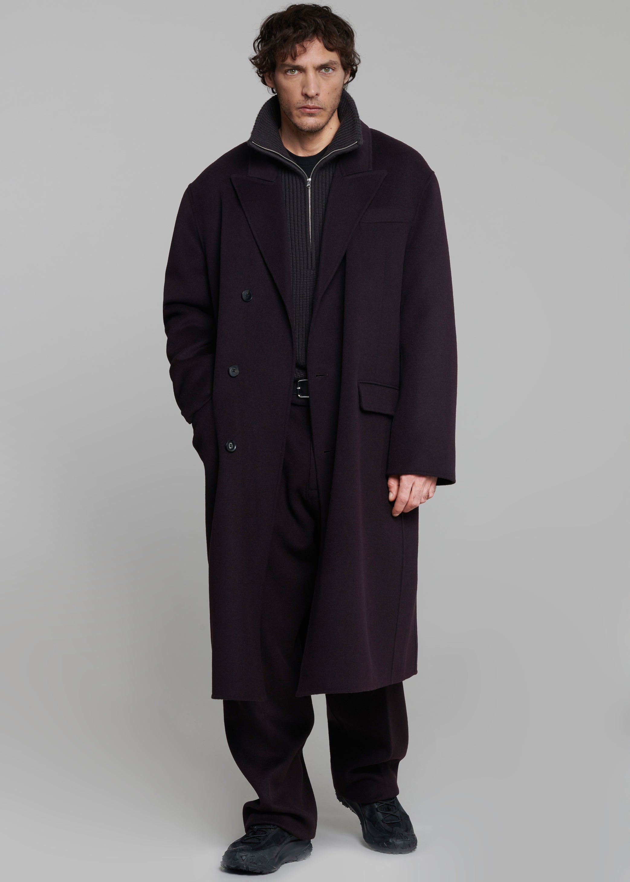 Shop the look image for Paxton Wool Coat - Dark Plum