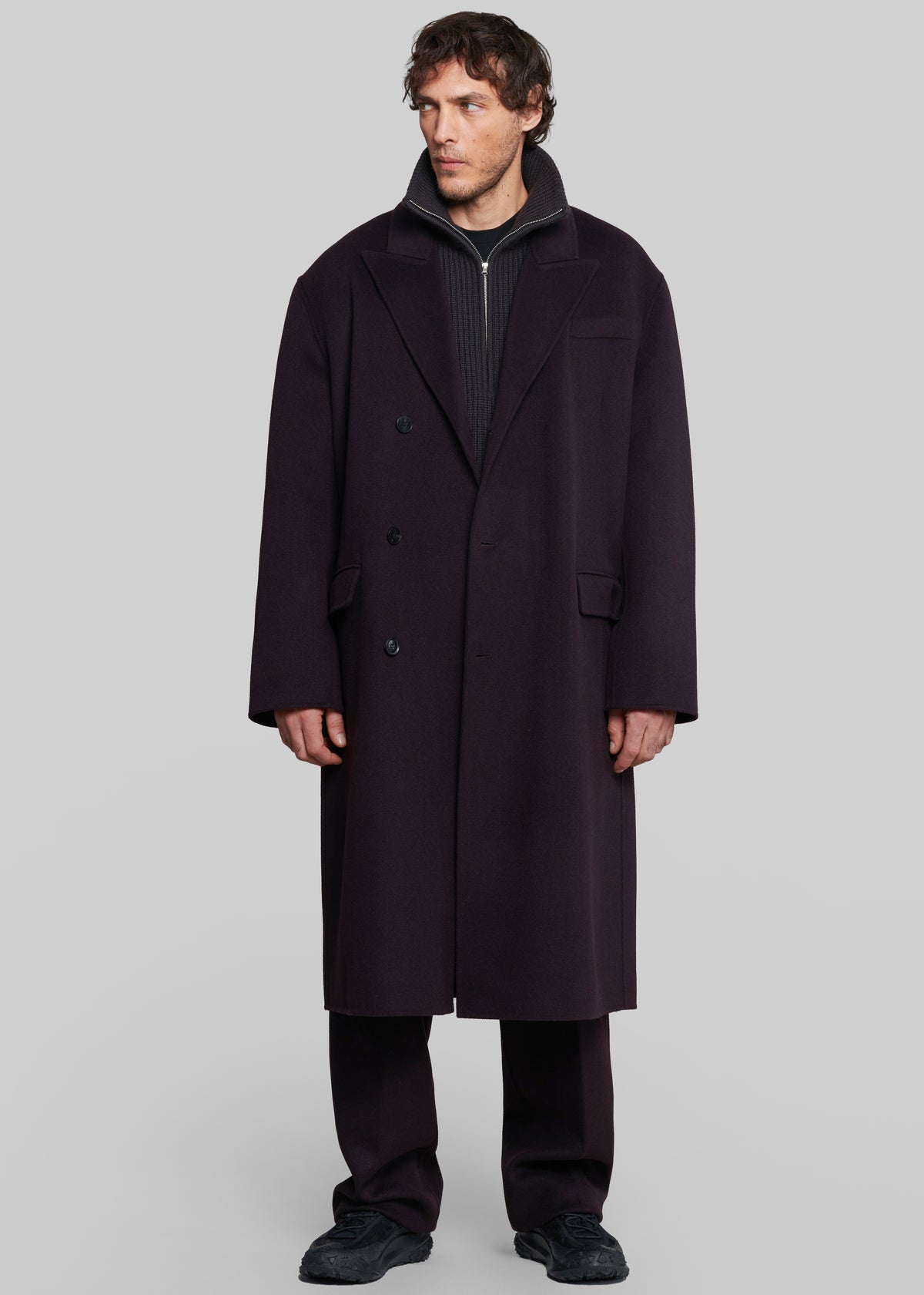 Cappotto Paxton in lana - Prugna scuro