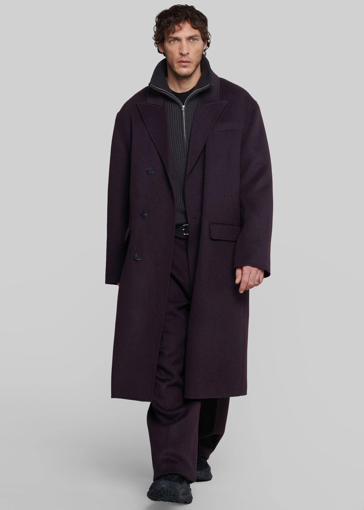 Cappotto Paxton in lana - Prugna scuro