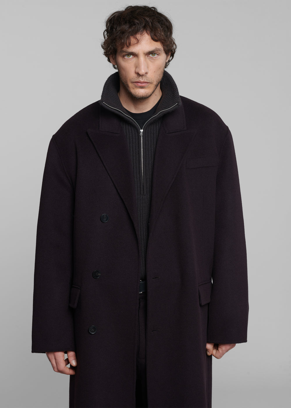 Paxton Wool Coat - Dark Plum - 1