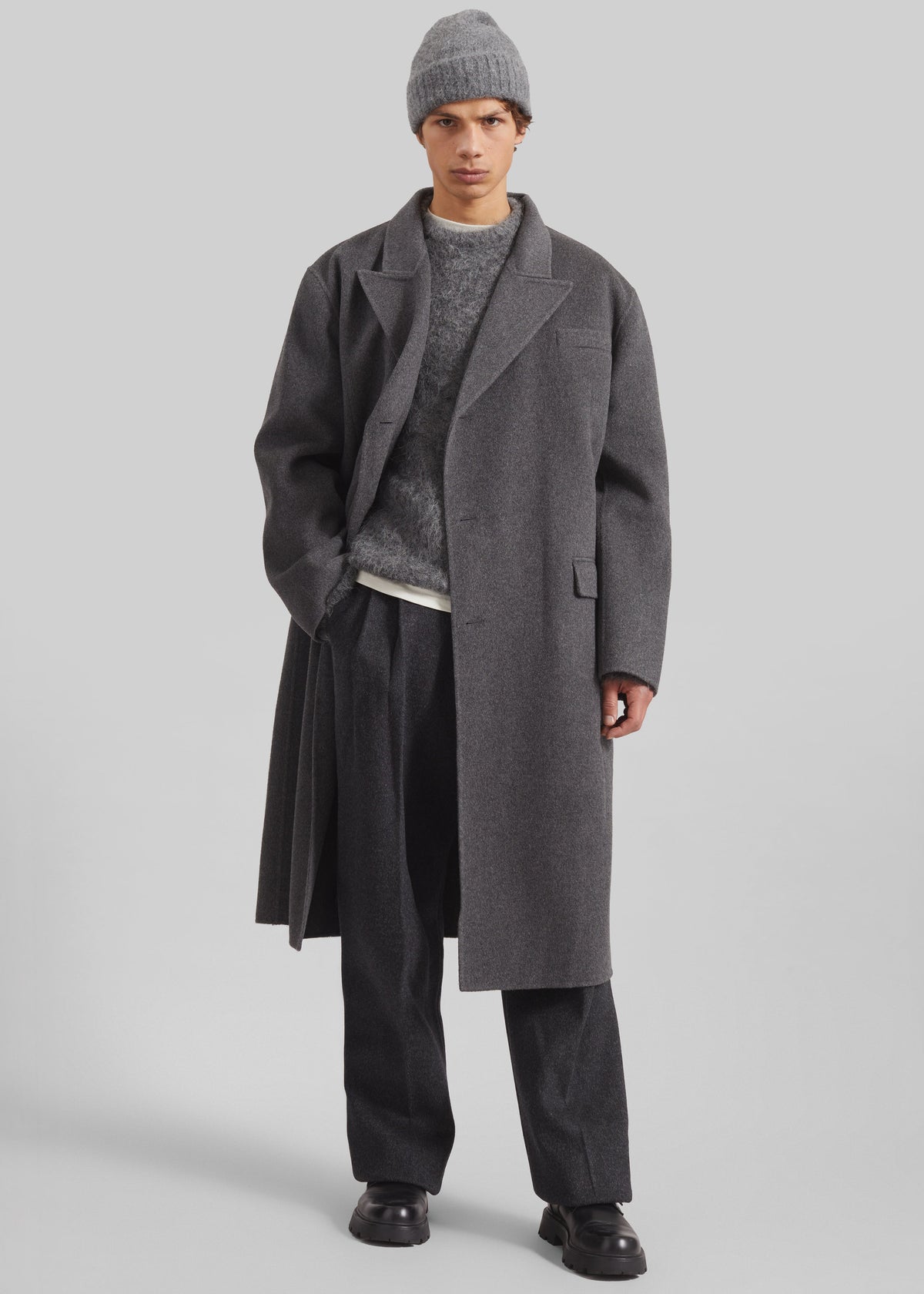 Shop the look image for Paxton Wool Coat - Grey Melange