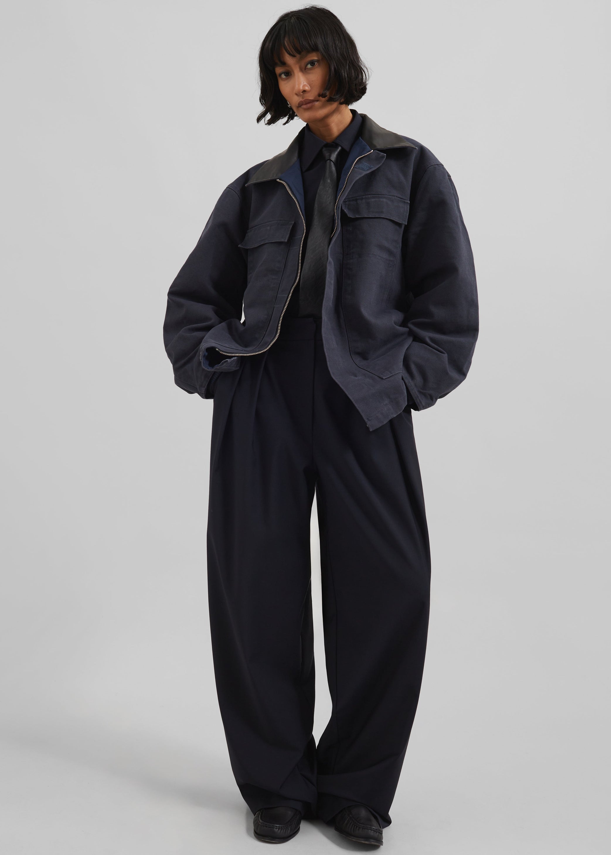 Shop the look image for Georgia Wool Blend Shirt - Dark Navy