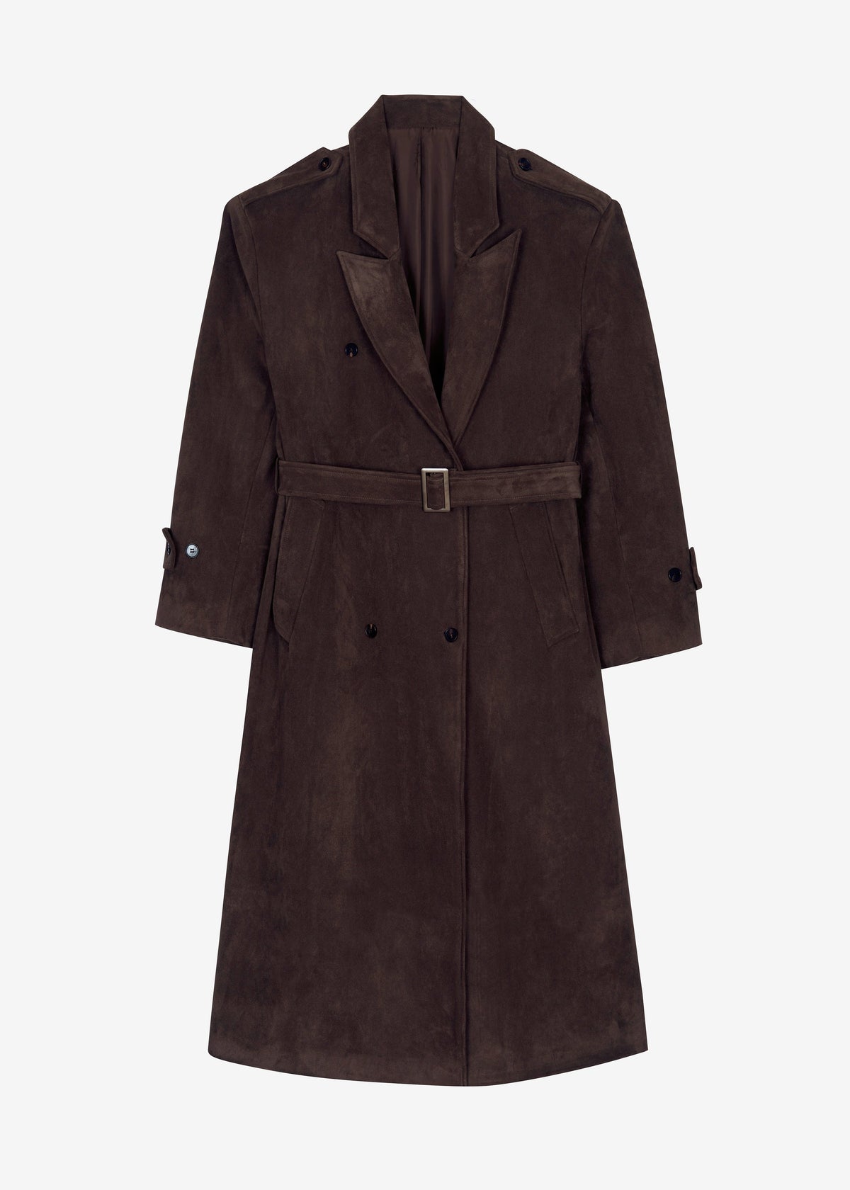 Pembroke Faux Suede Trench  - Brown - 11