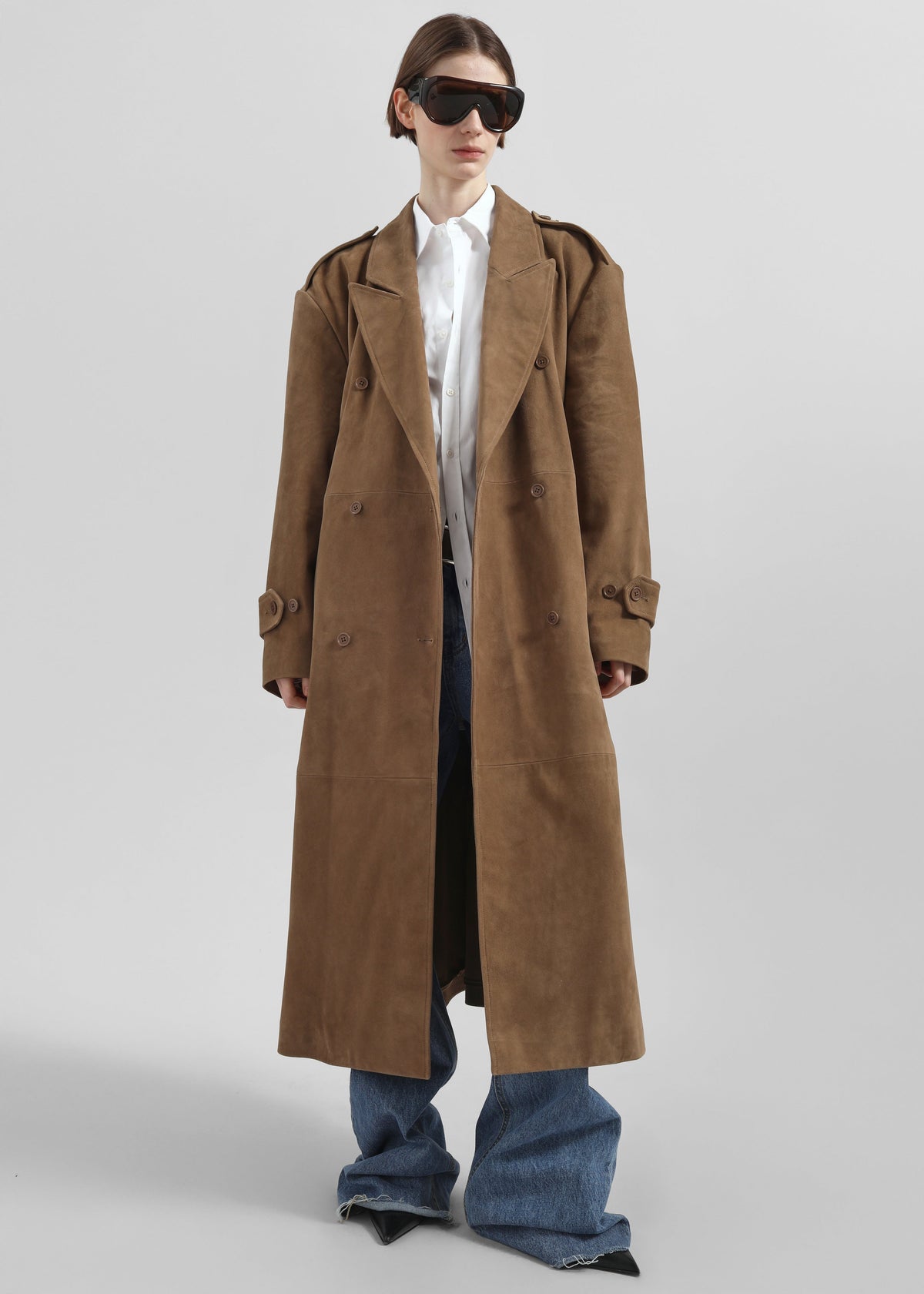 Pembroke Faux Suede Trench  - Camel - 3
